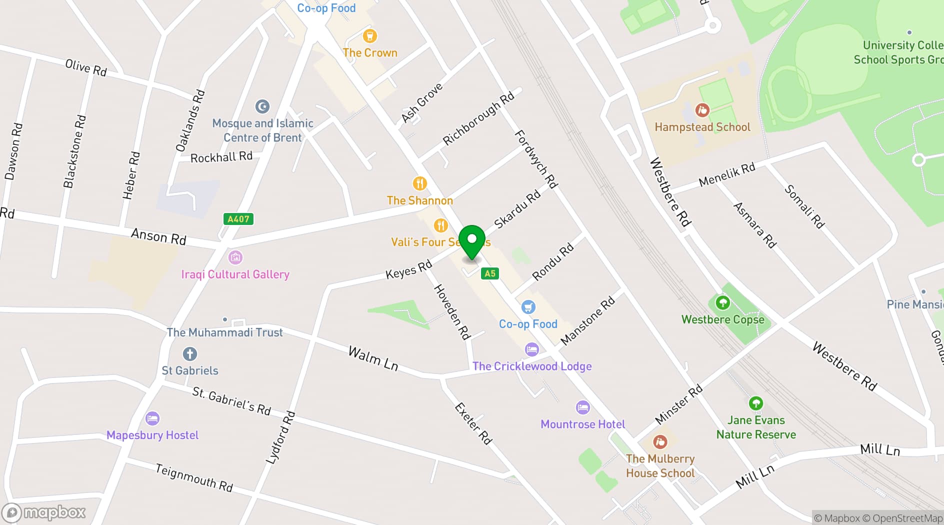Map showing The Windmill Bar