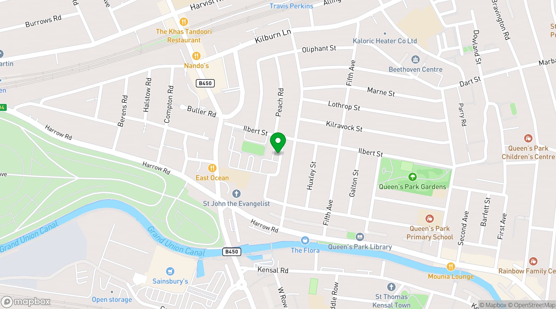Map showing Queens Park Court Community Hall
