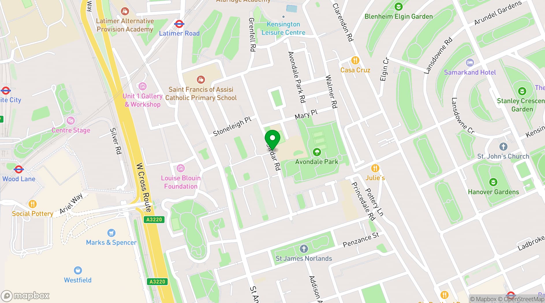 Map showing Avondale Park Primary School