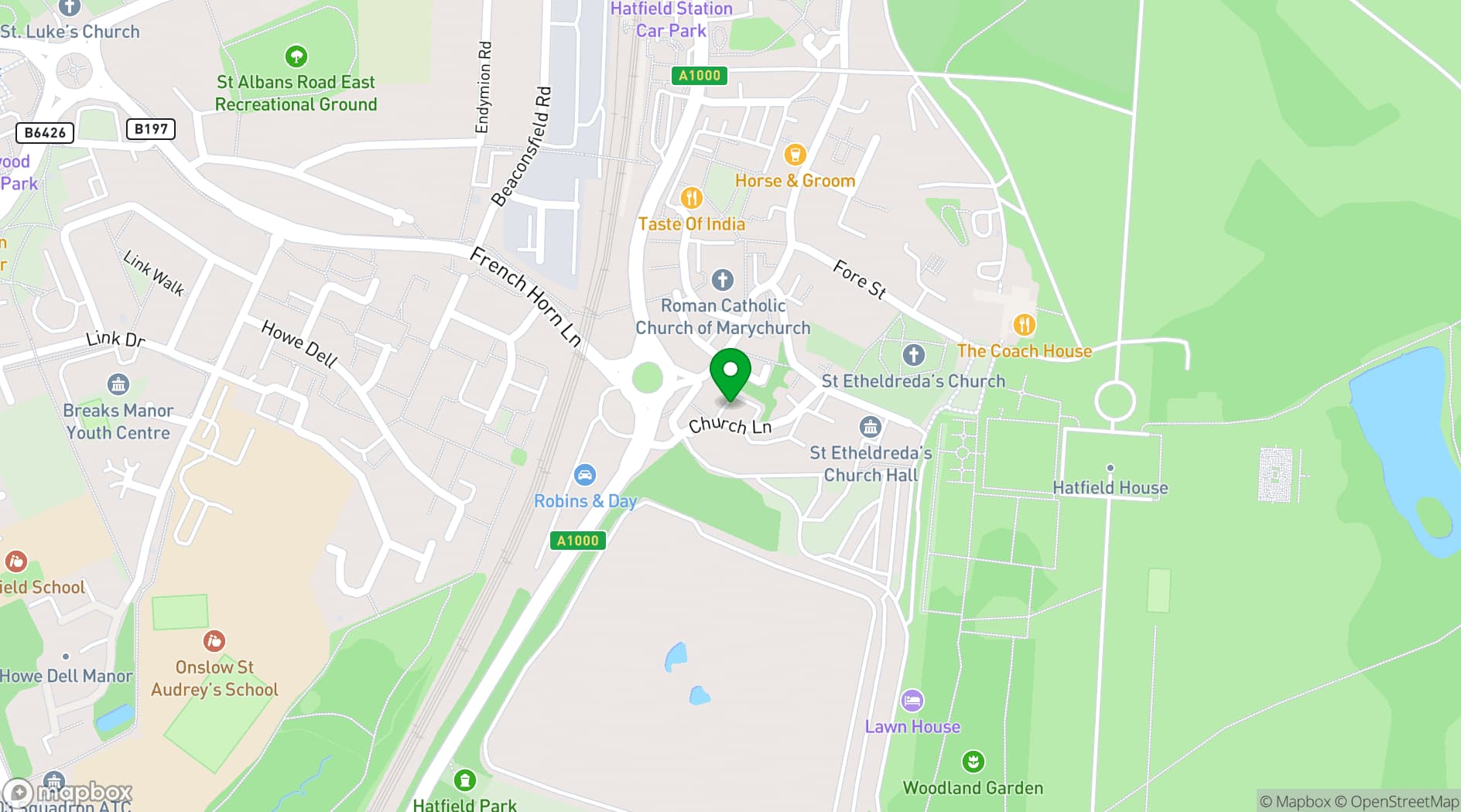 Map showing Hatfield House Hospitality