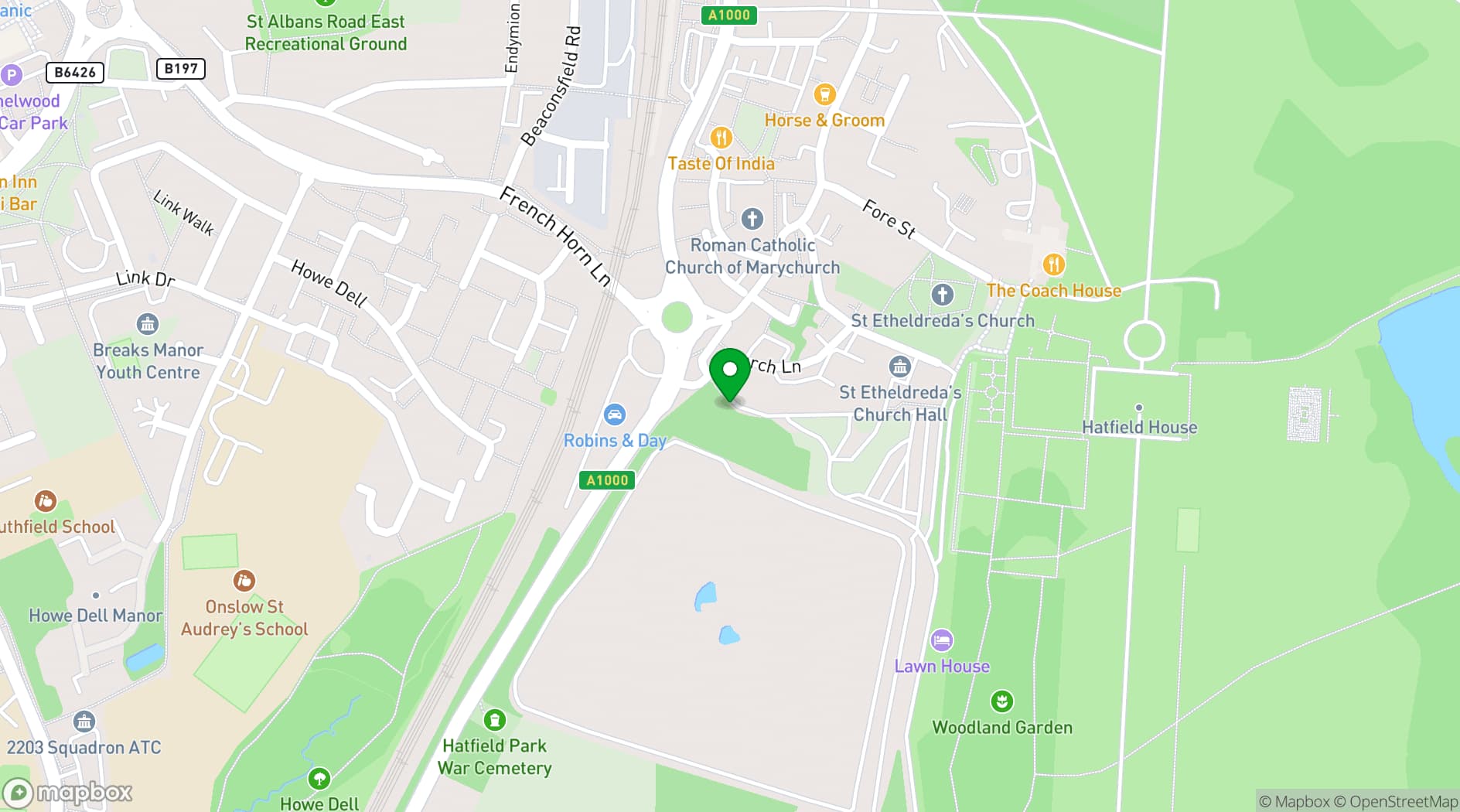 Map showing Hatfield Park