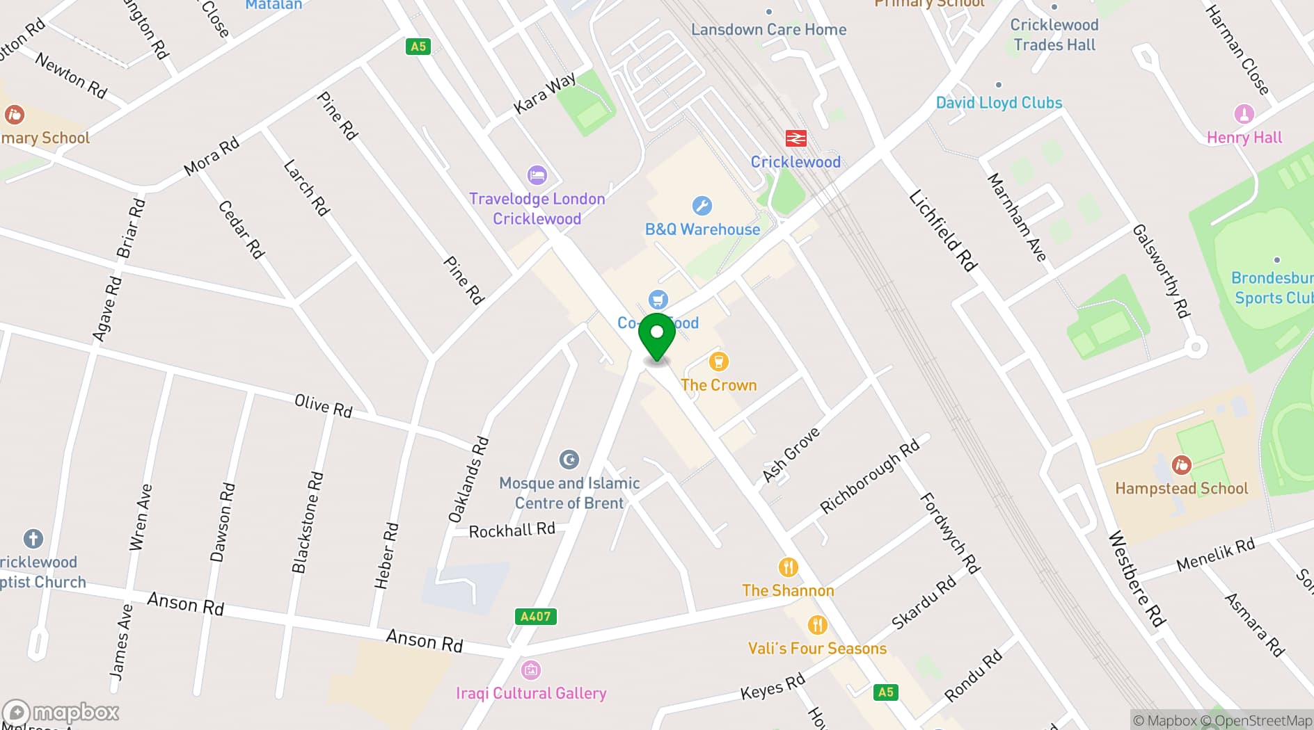 Map showing The Crown London Hotel