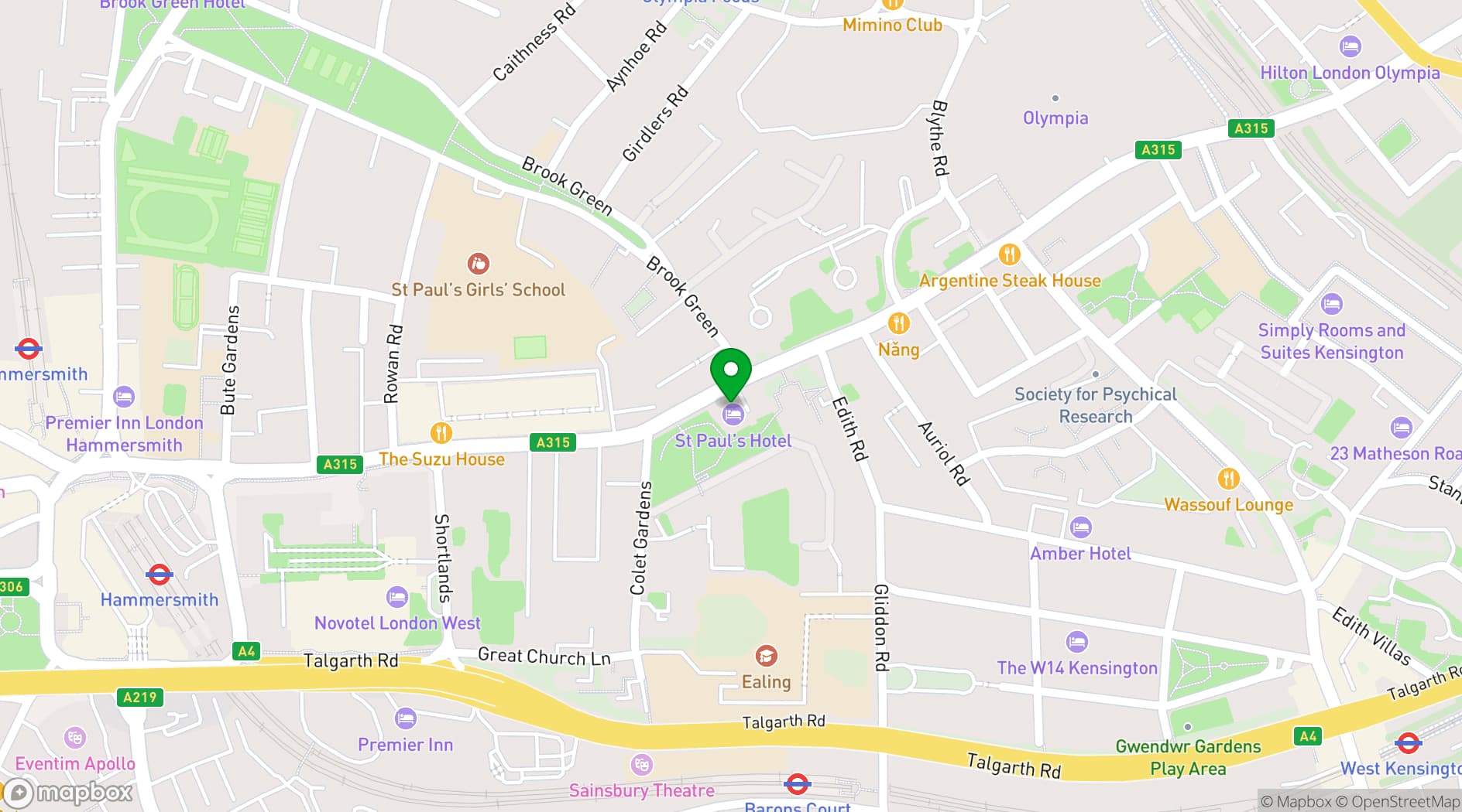 Map showing St Pauls Hotel