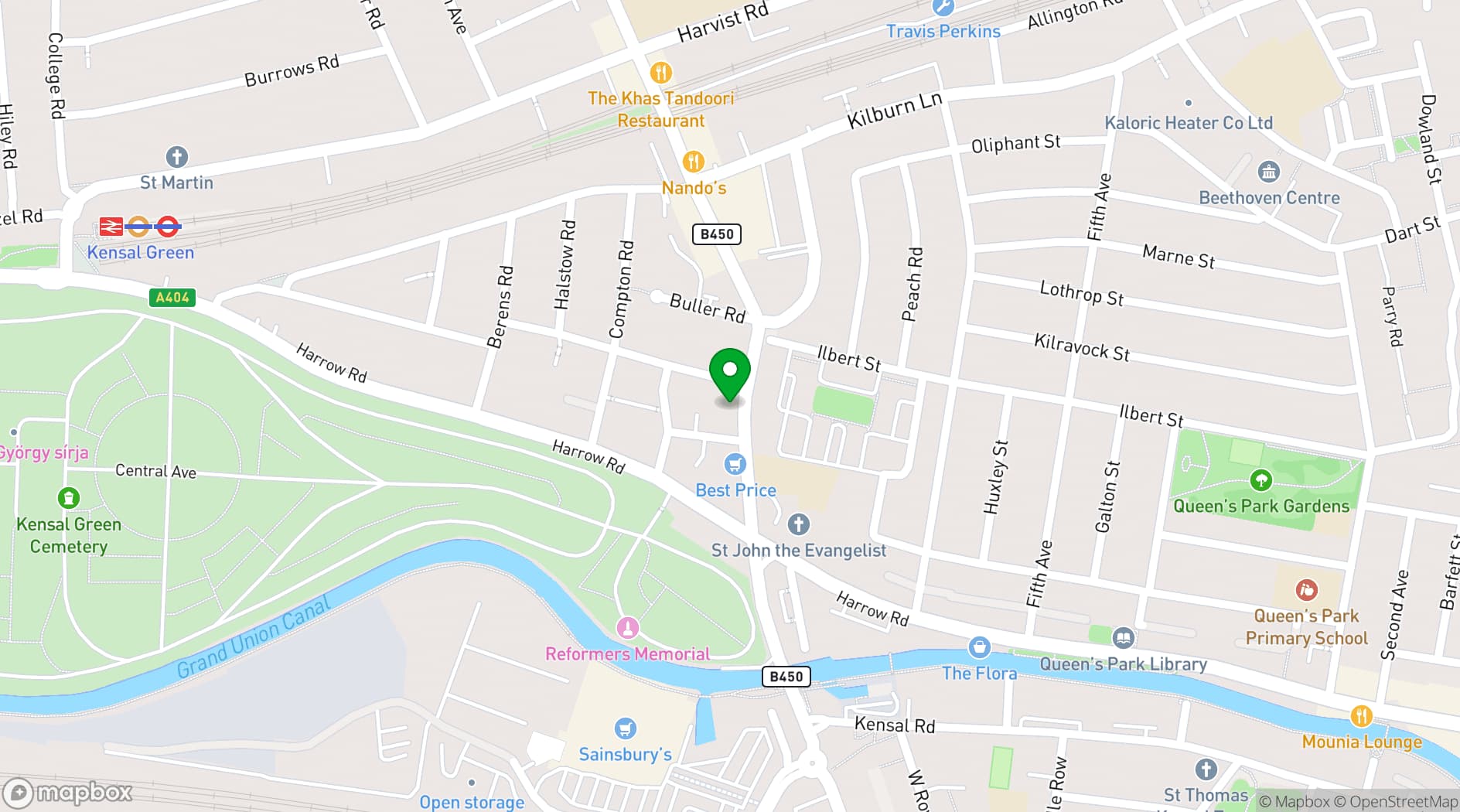 Map showing Paradise by way of Kensal Green