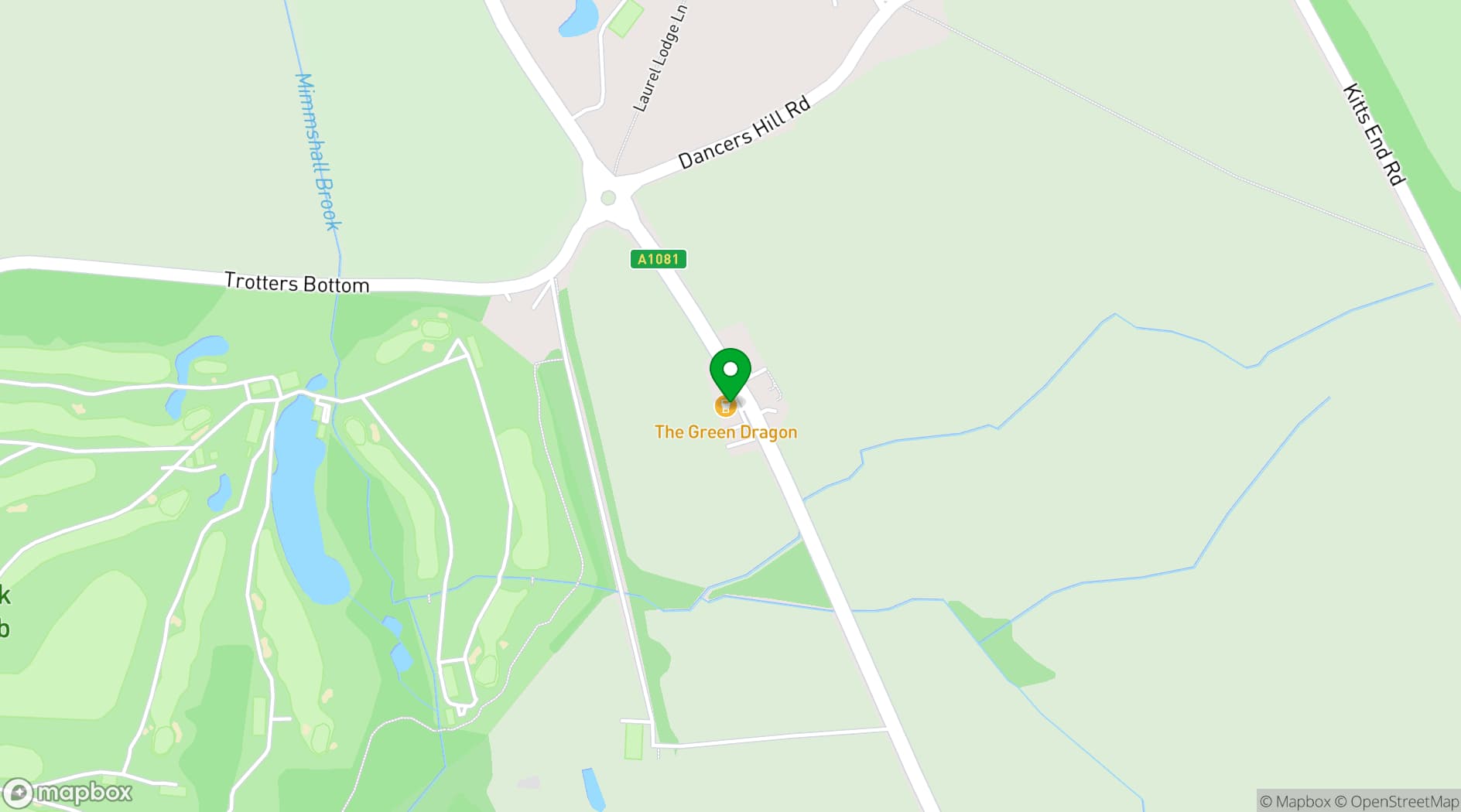 Map showing The Green Dragon