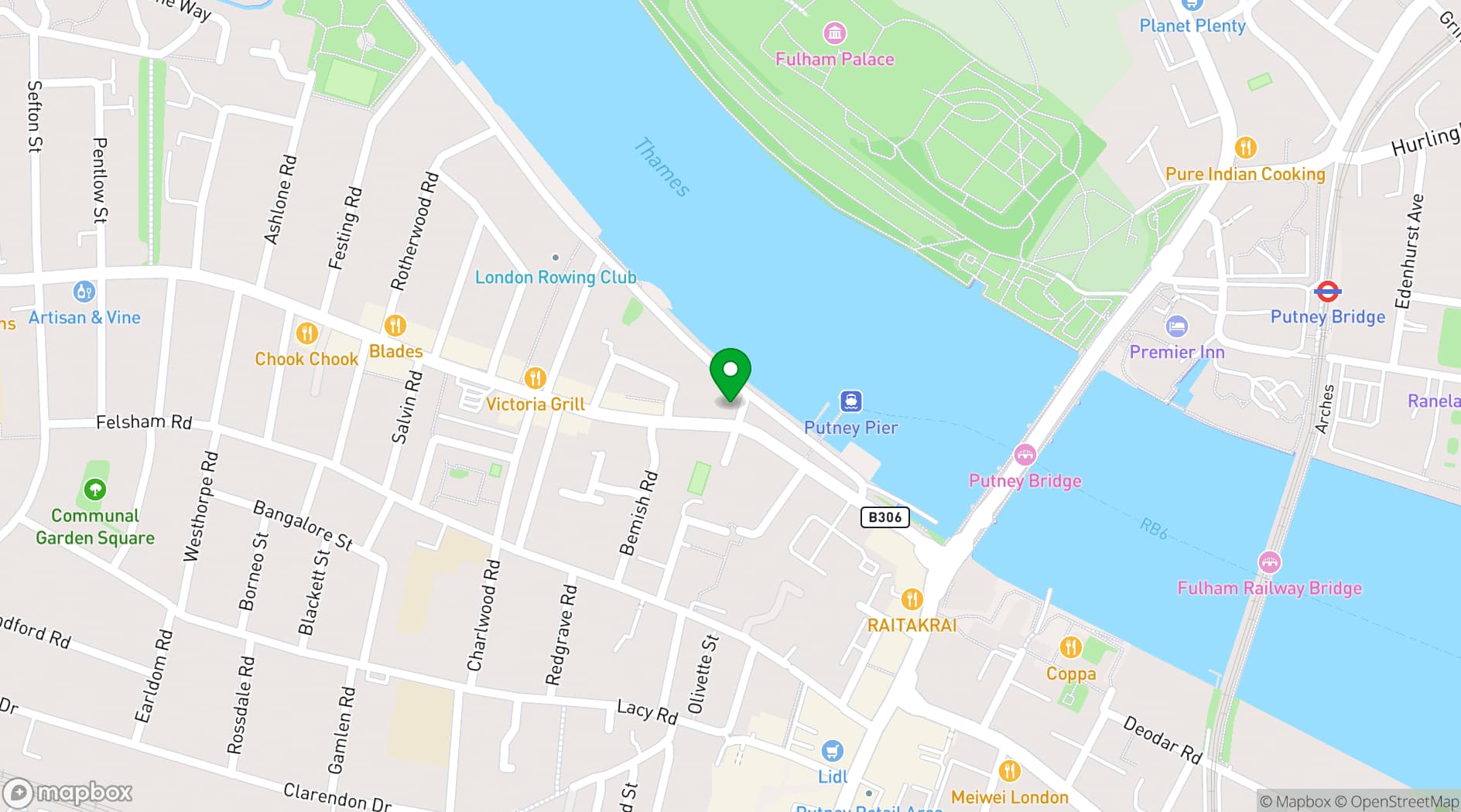 Map showing The Duke's Head Putney