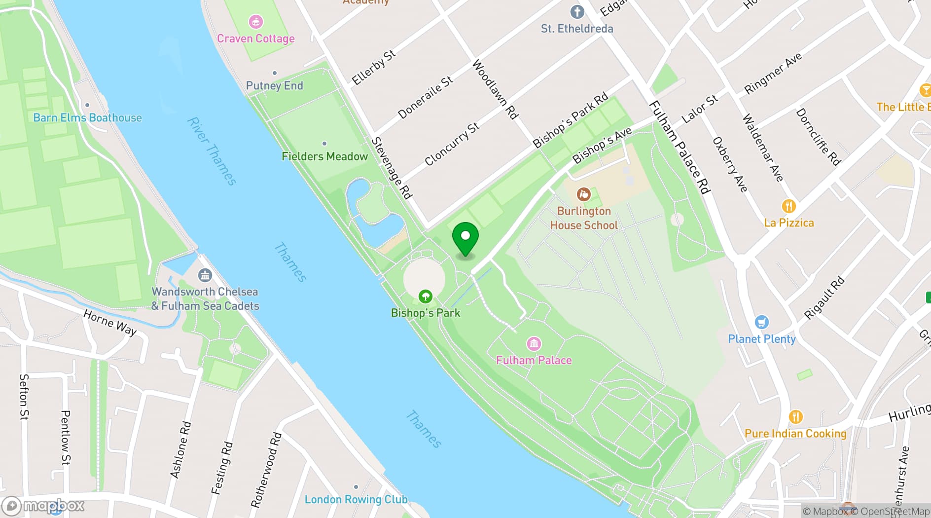 Map showing Bishops Park