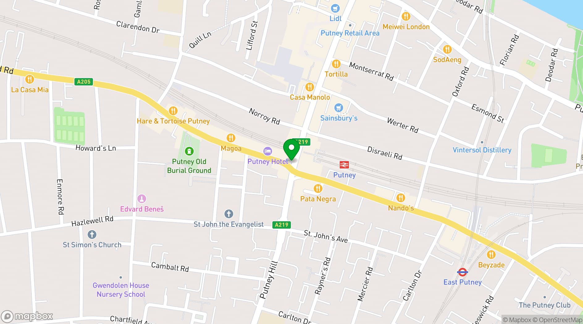 Map showing The Railway