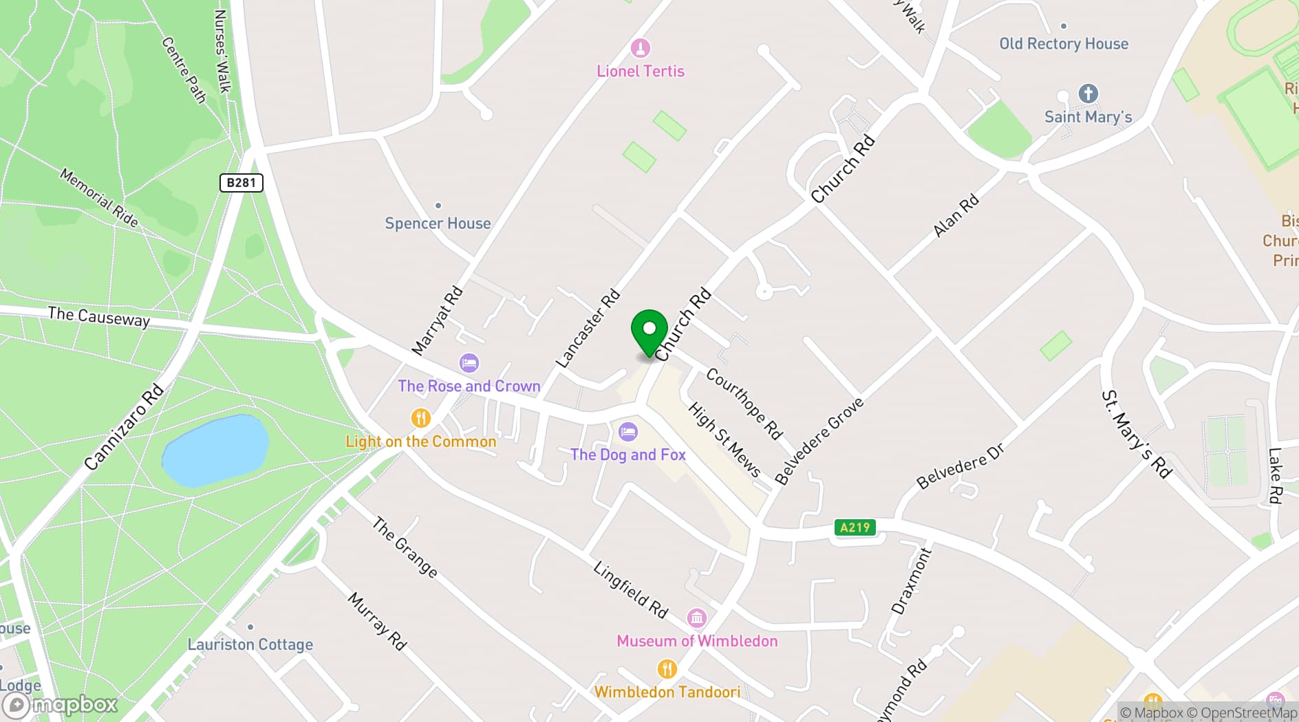 Map showing 15 Church Road