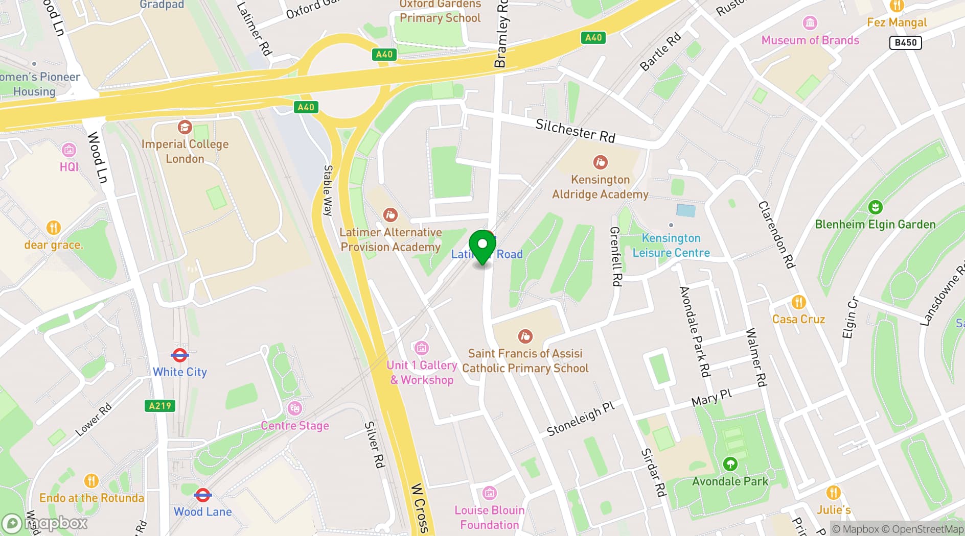 Map showing Garden Bar and Grill