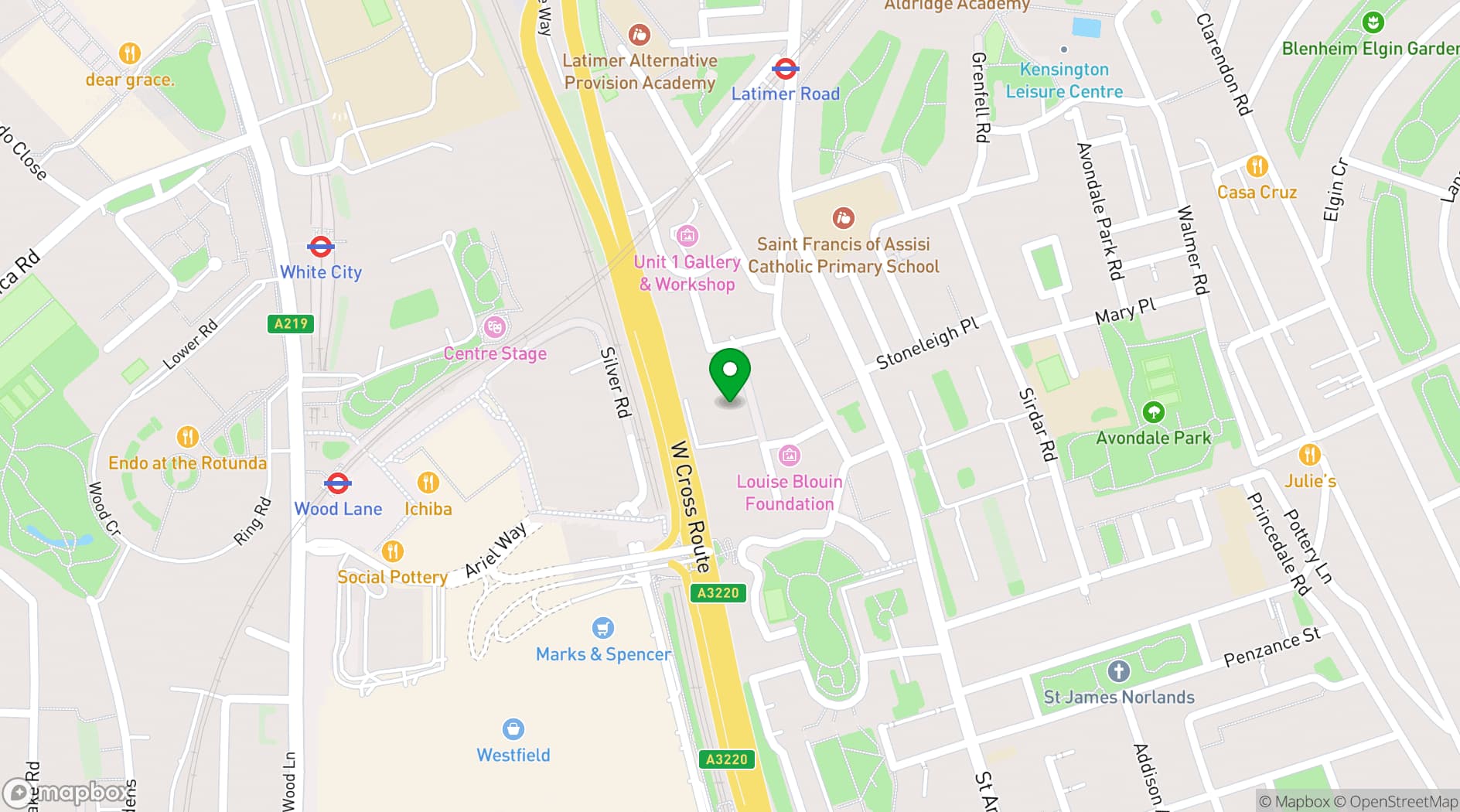Map showing Studio Y by Spacemade