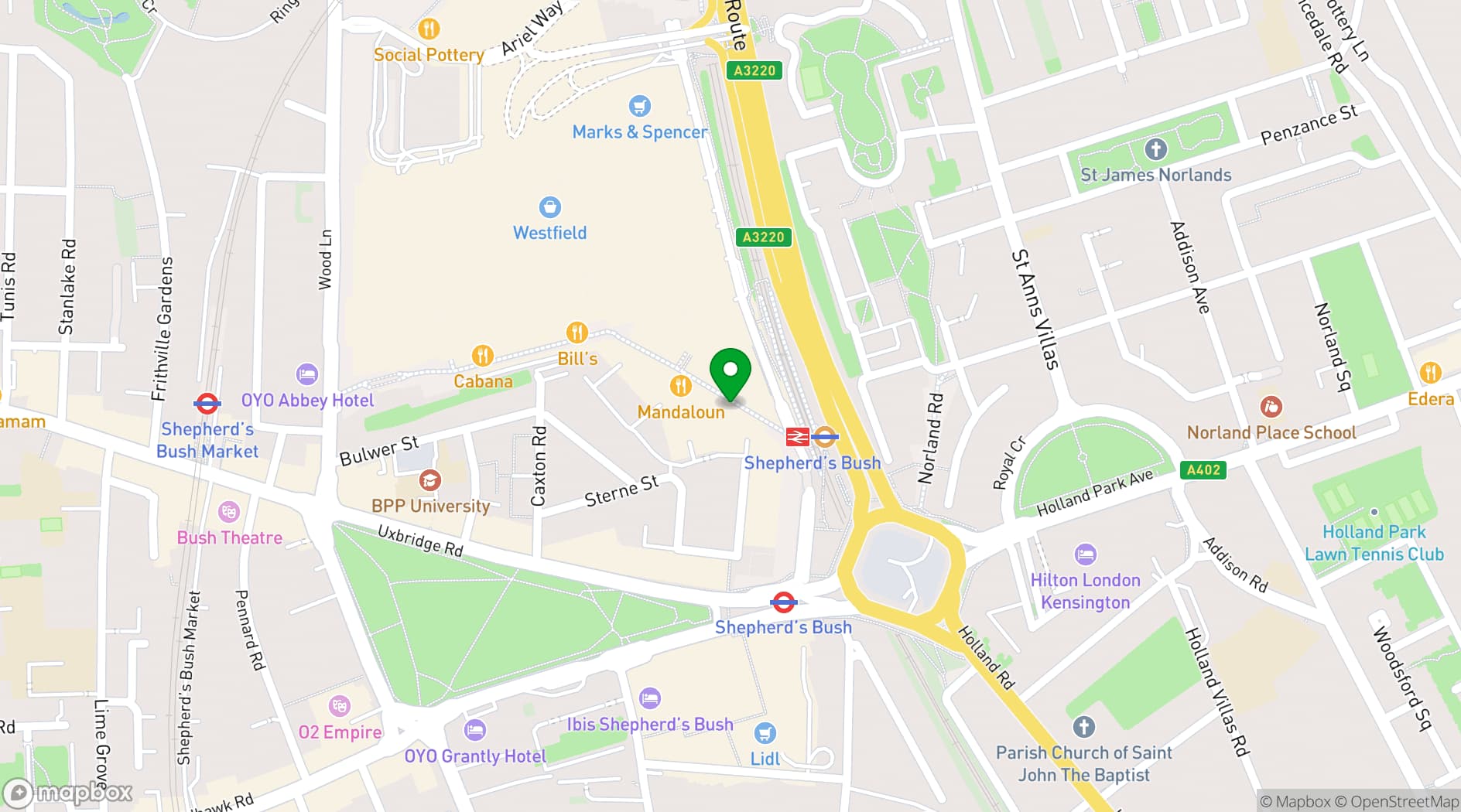 Map showing Upside Down House Westfield 