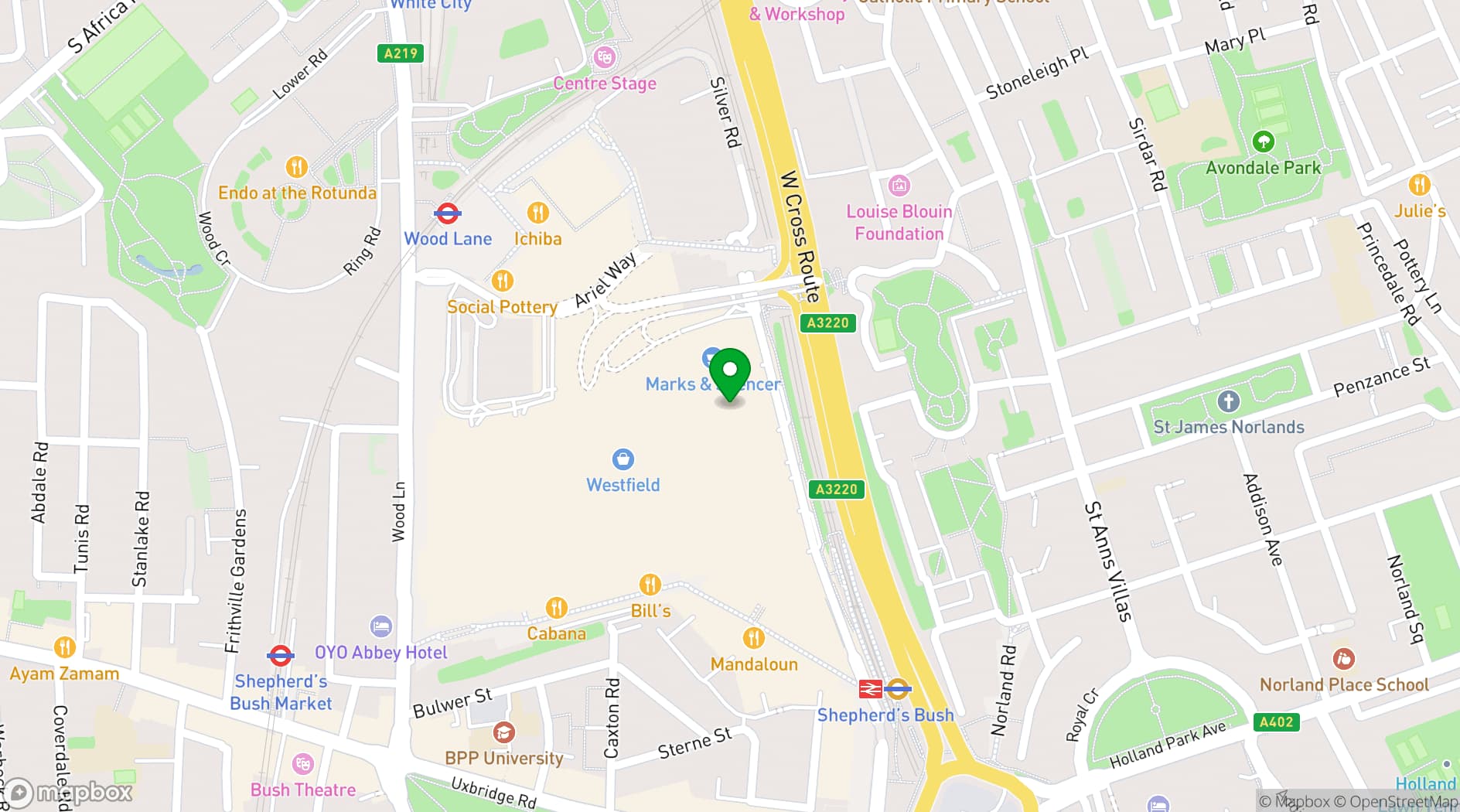 Map showing KidZania London