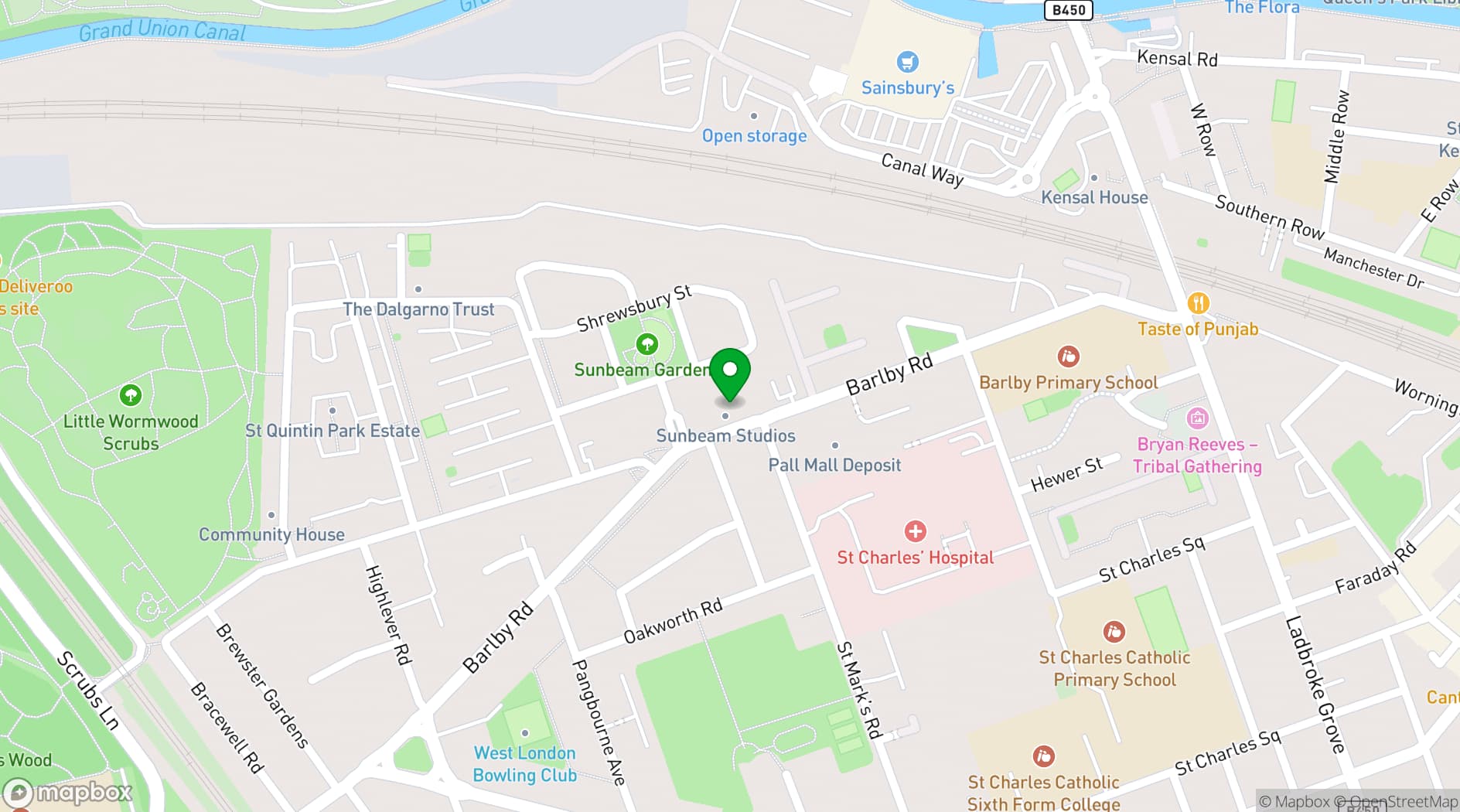 Map showing Ladbroke Hall