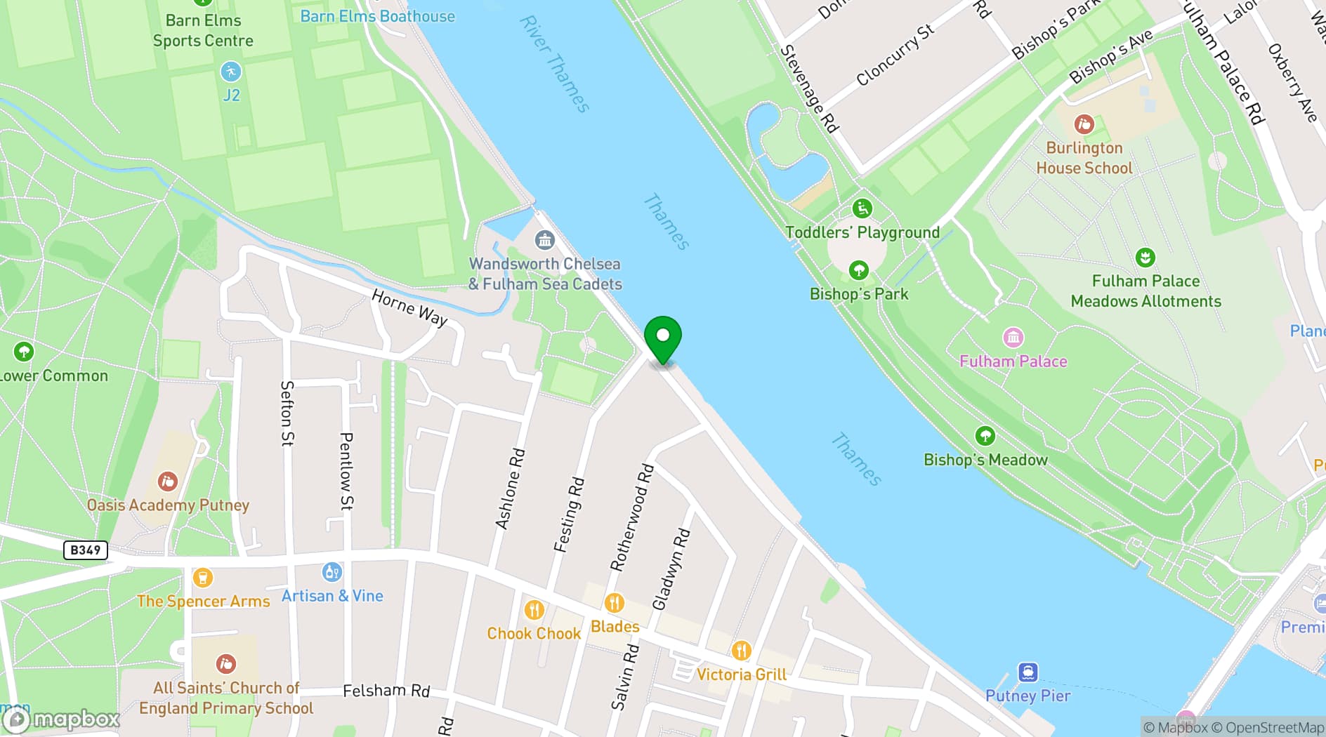 Map showing Thames Rowing Club