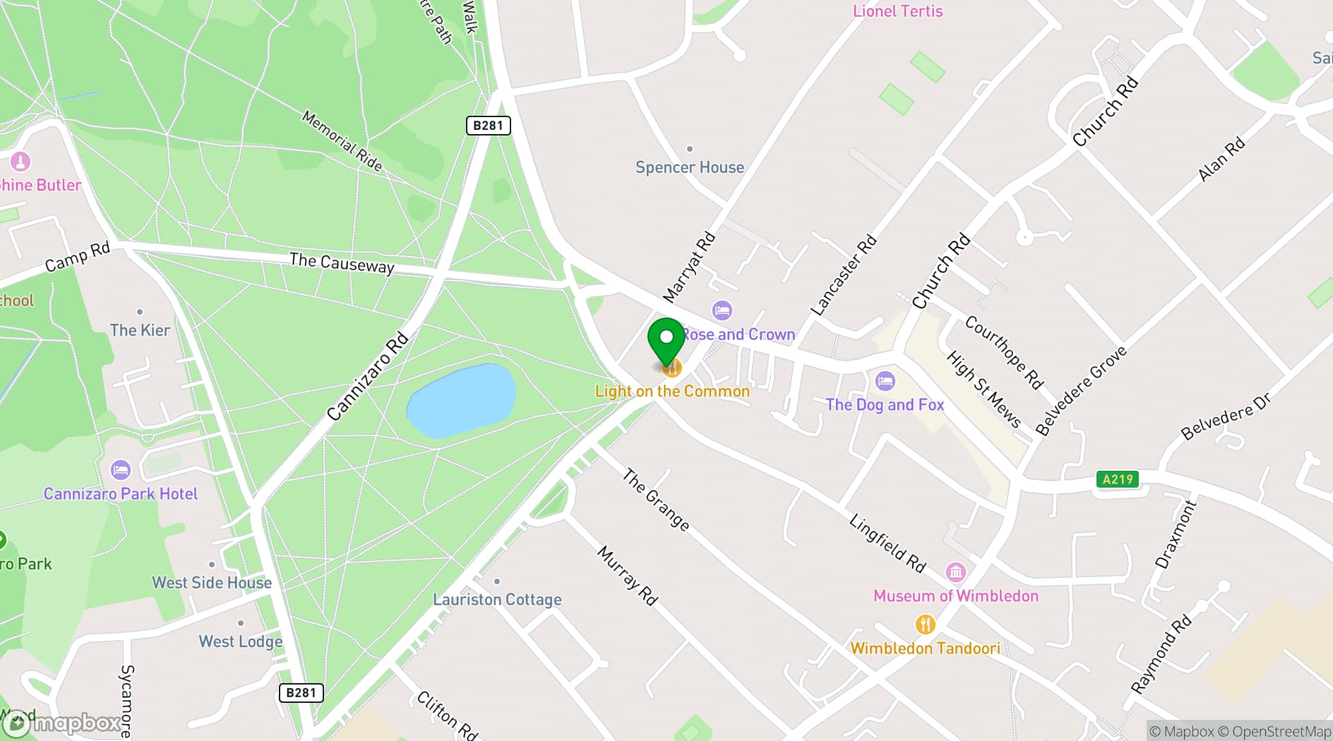 Map showing Barrecore Wimbledon