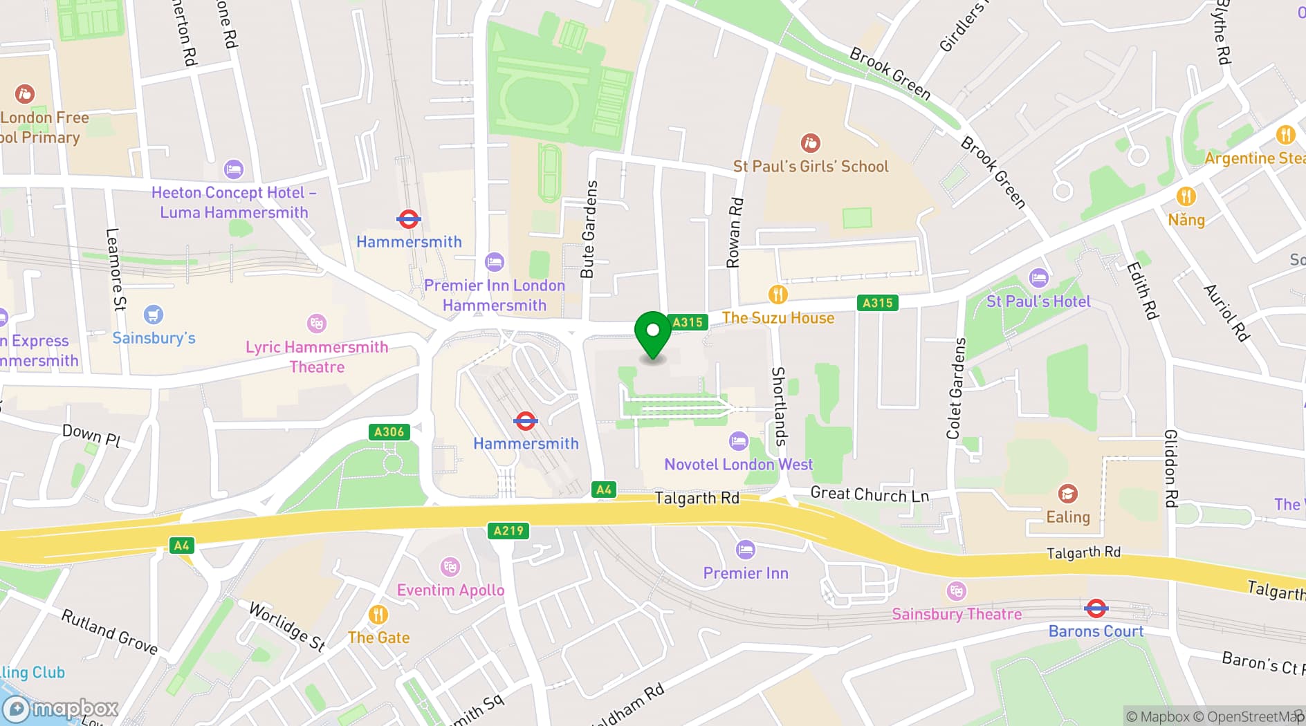 Map showing Turtle Bay Hammersmith