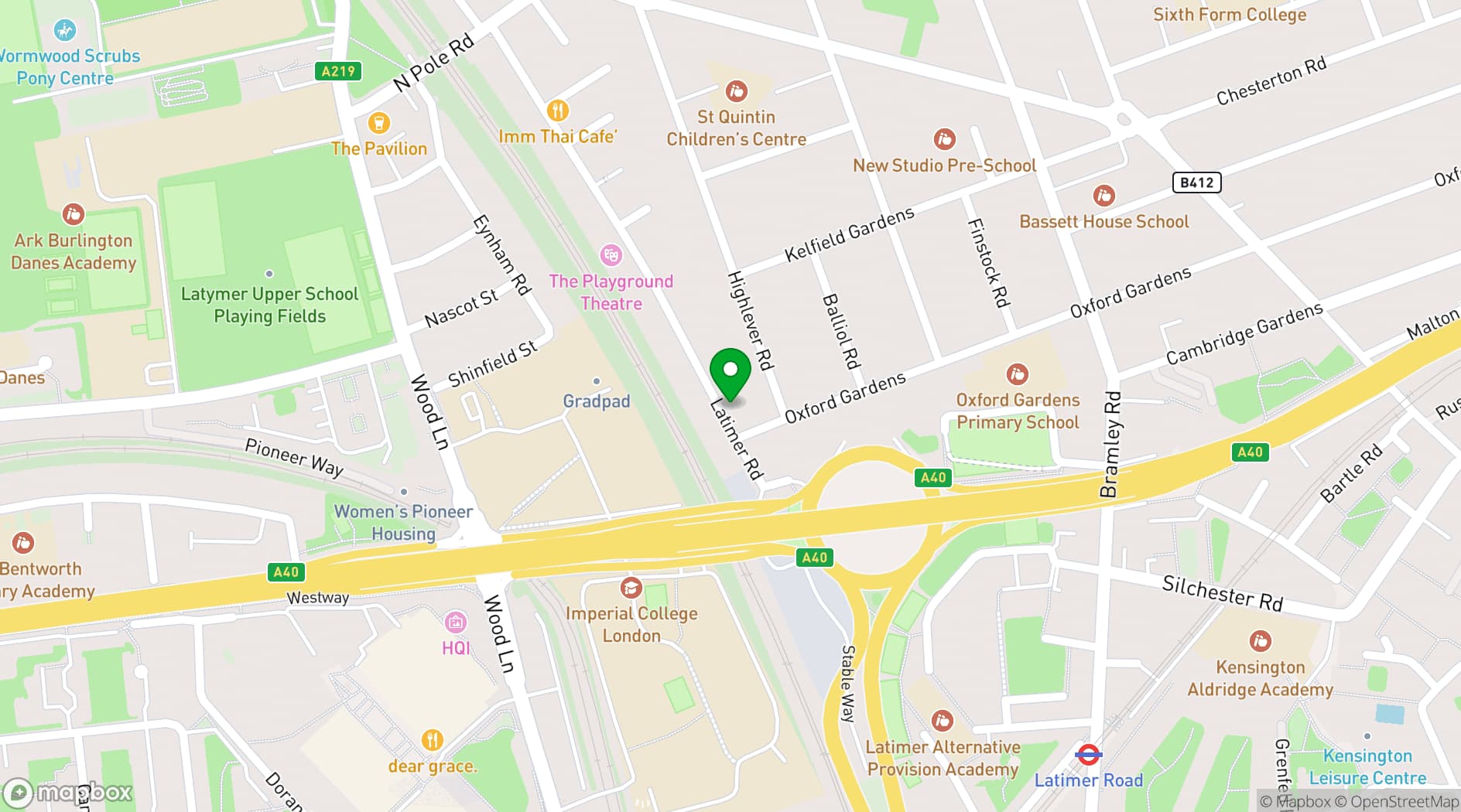 Map showing Associated Studios