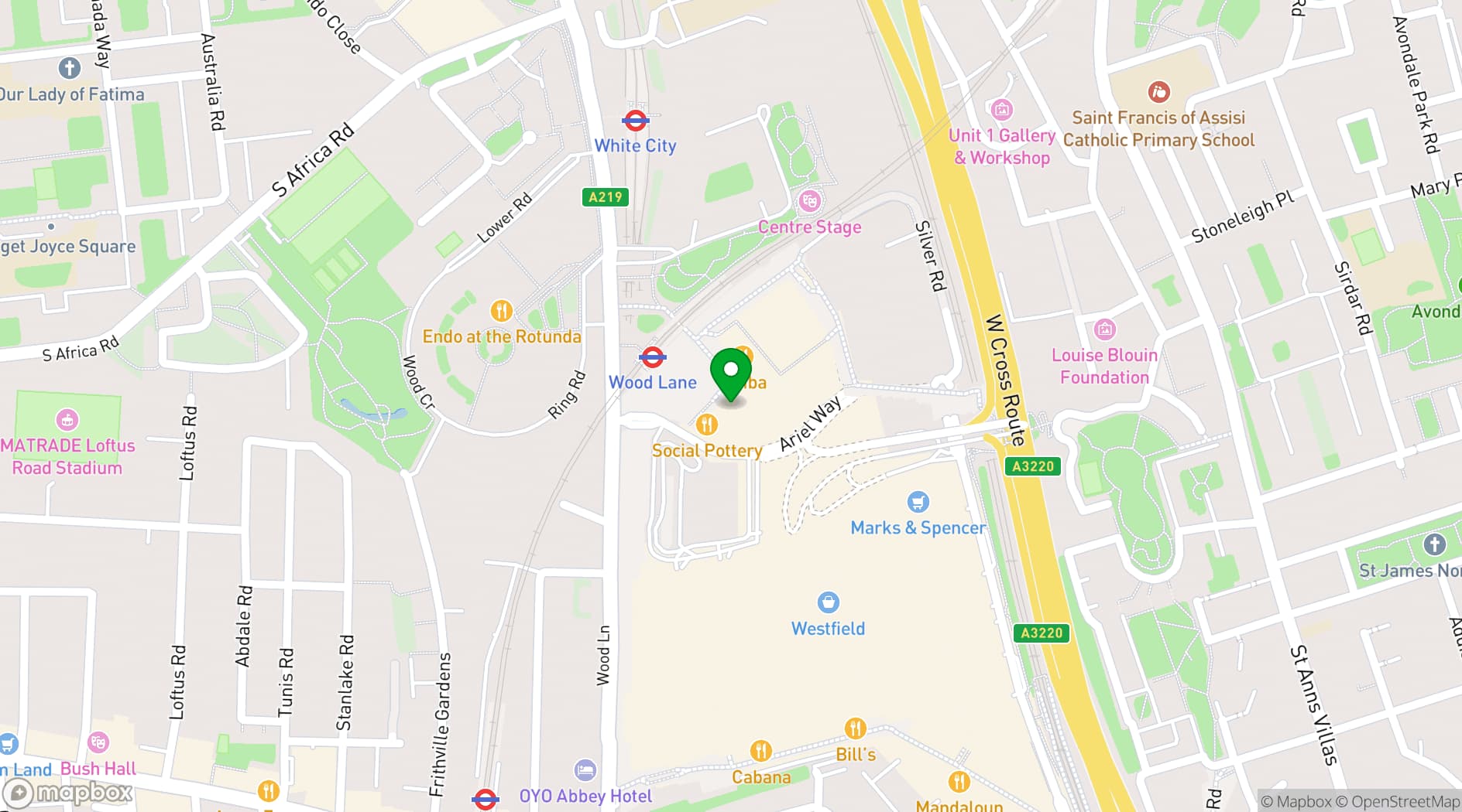 Map showing Puttshack White City
