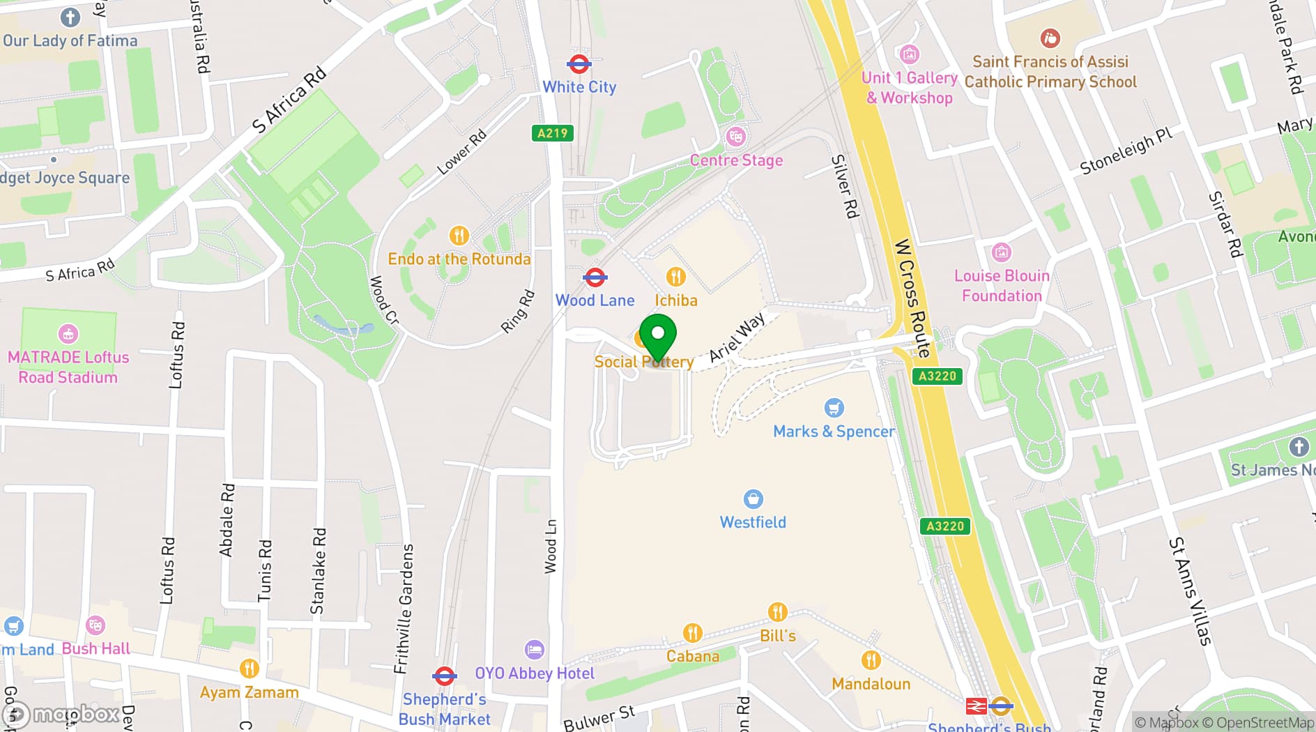 Map showing Flippers Roller Boogie Palace