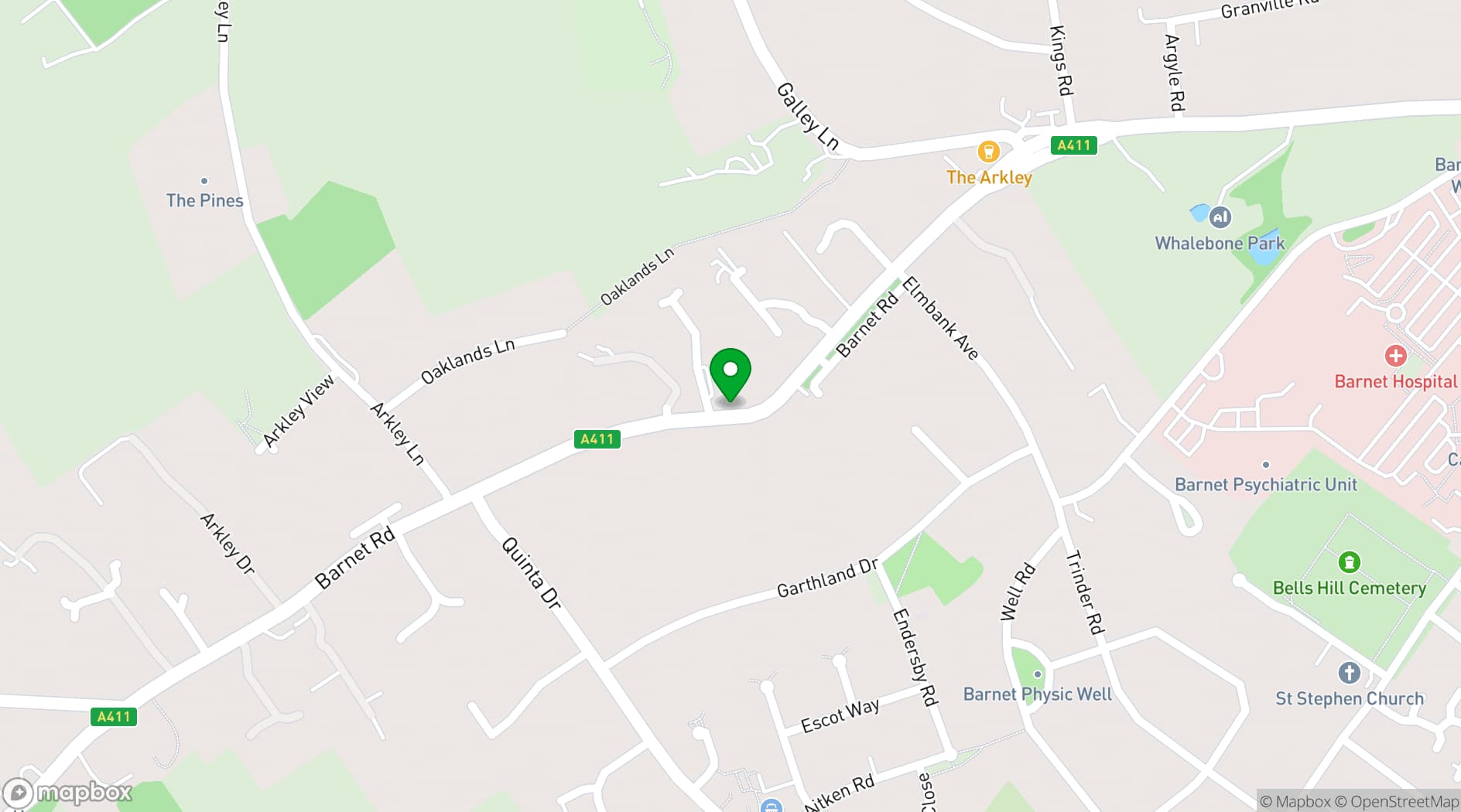 Map showing The Arkley Club