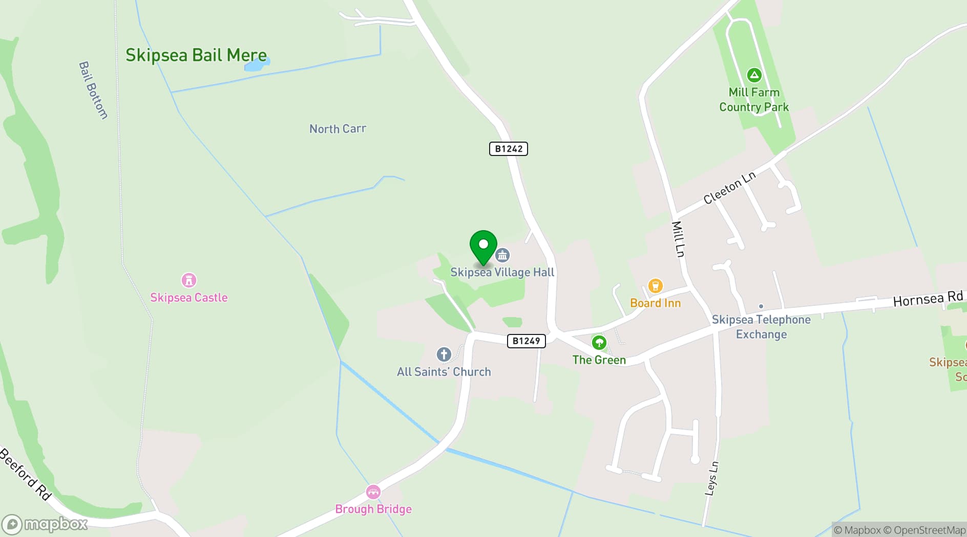 Map showing Skipsea Village Hall