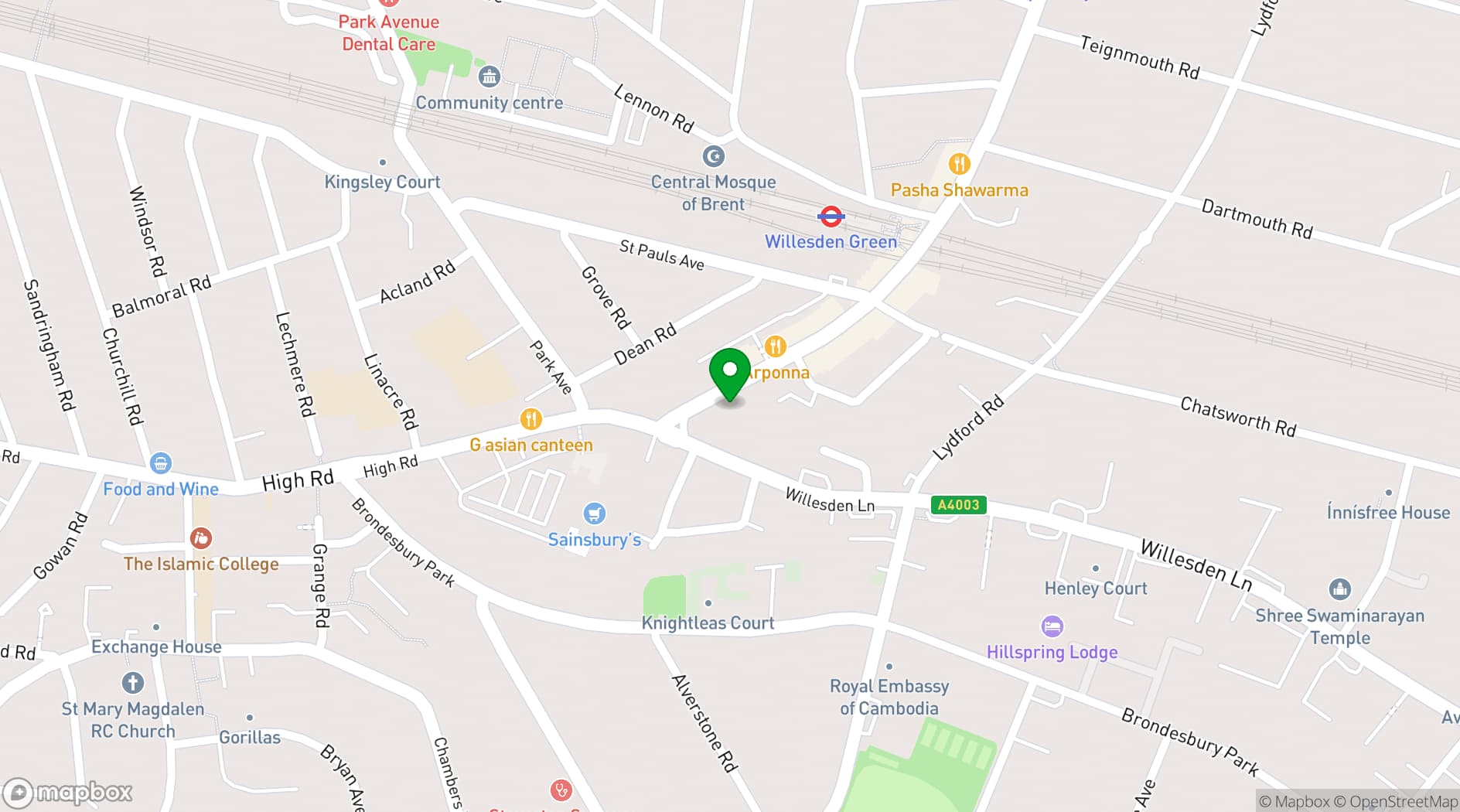 Map showing BAR Gallery