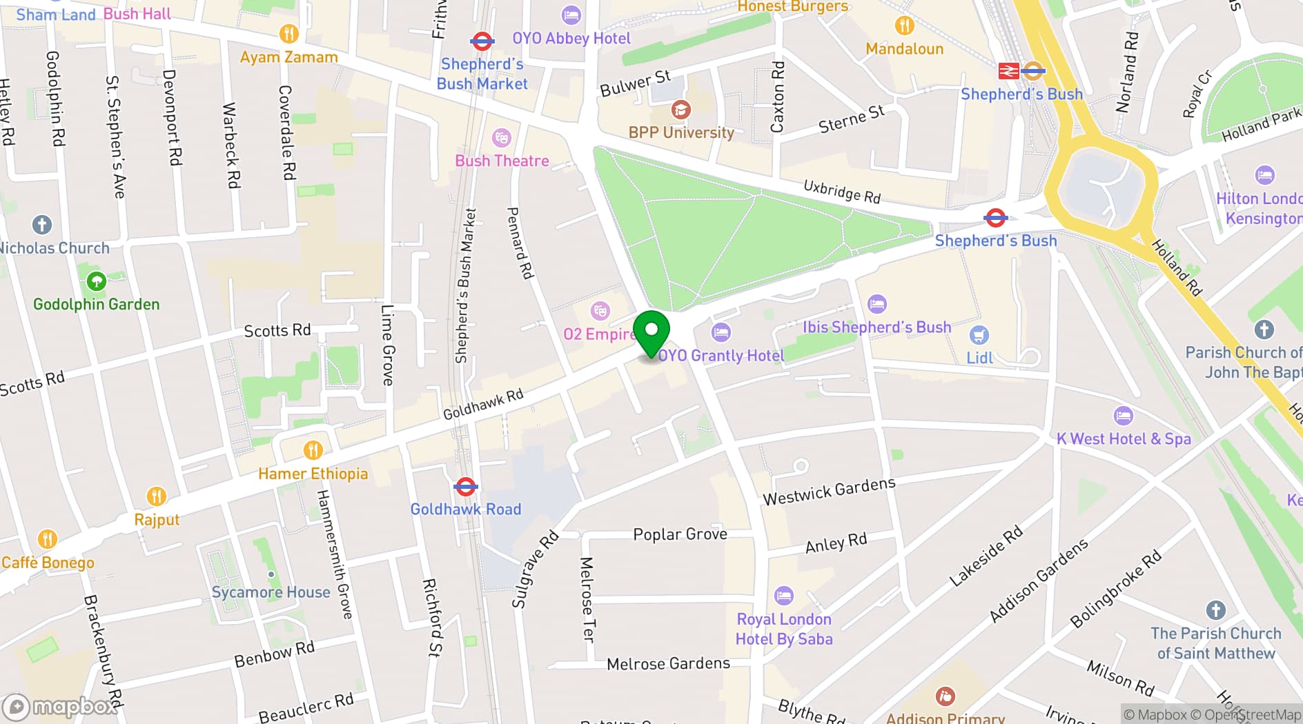 Map showing The Bush Tavern 