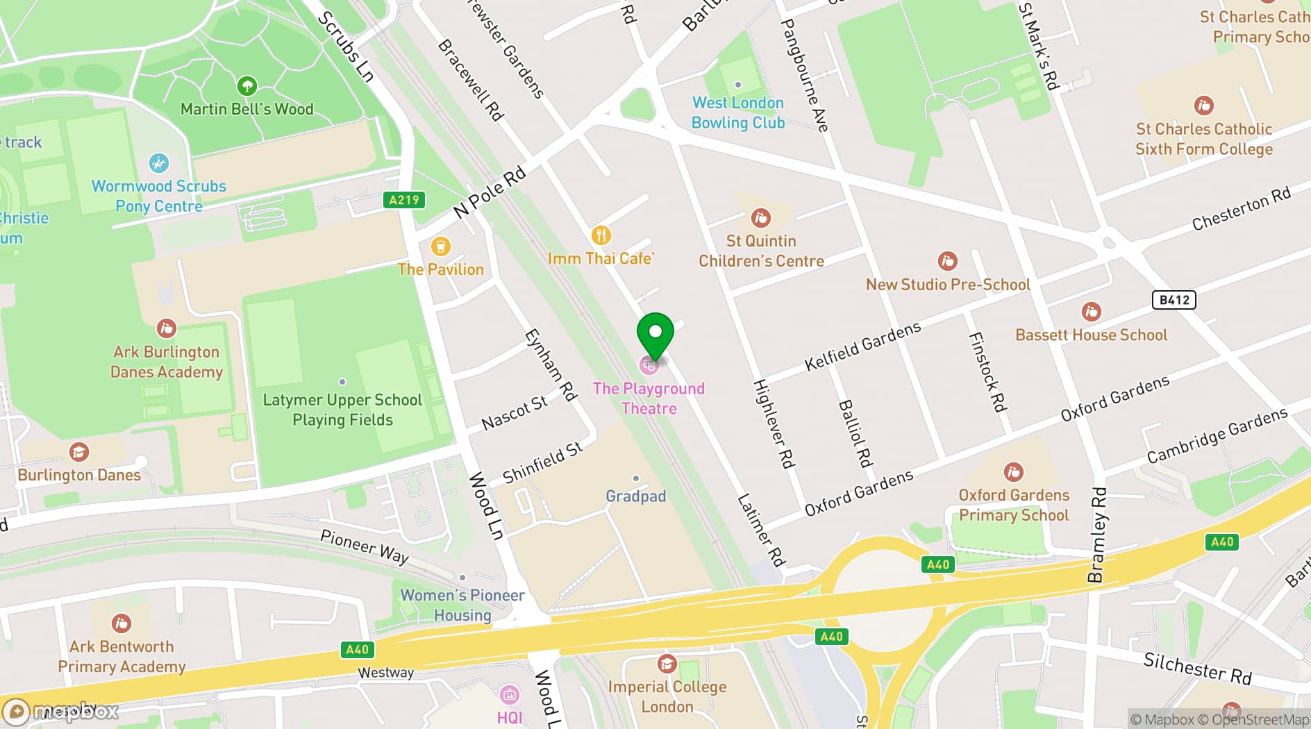 Map showing The Playground Theatre