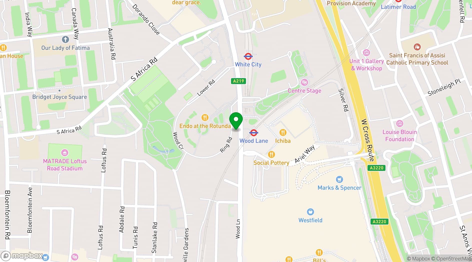 Map showing The Broadcaster