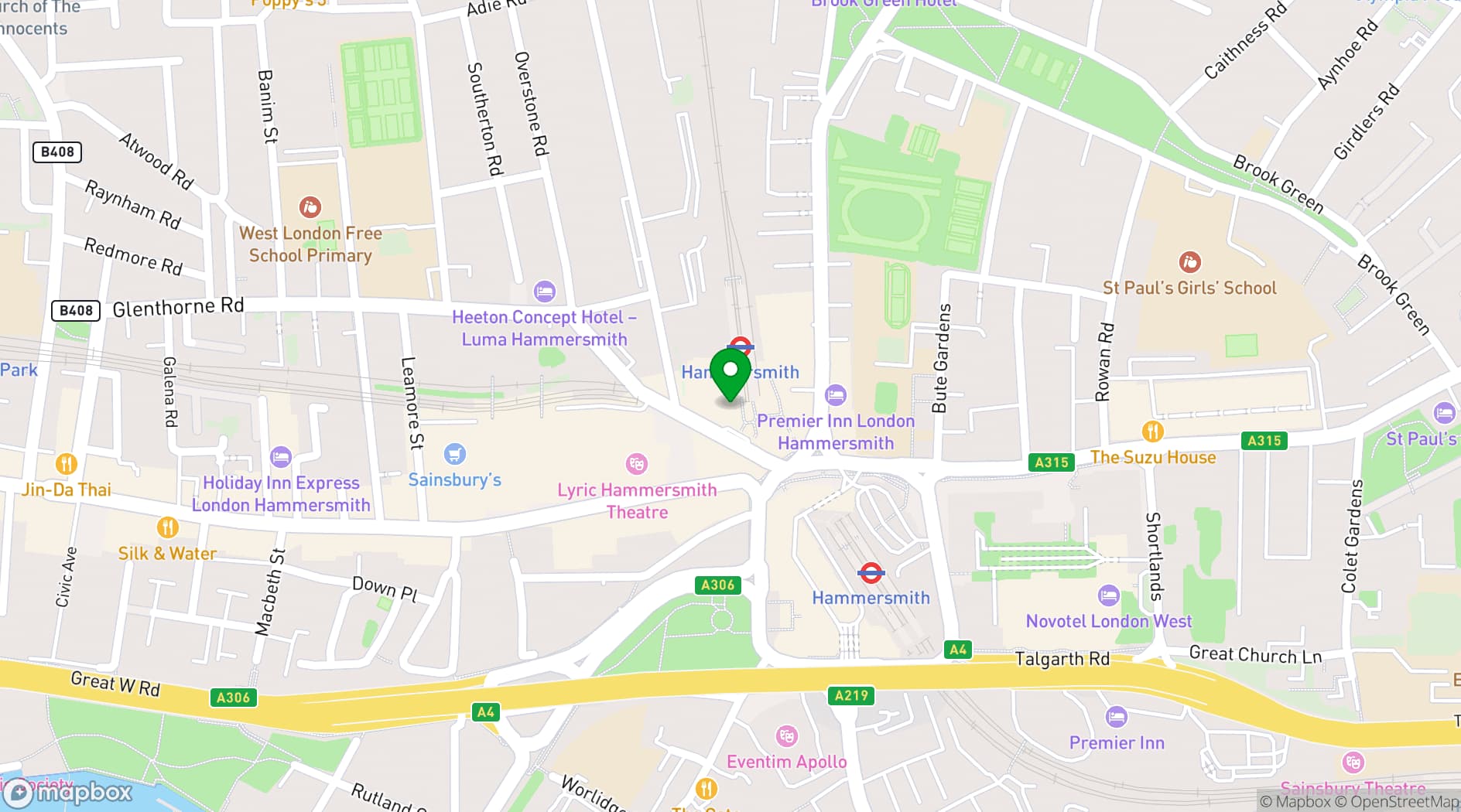 Map showing Boom Cycle Hammersmith
