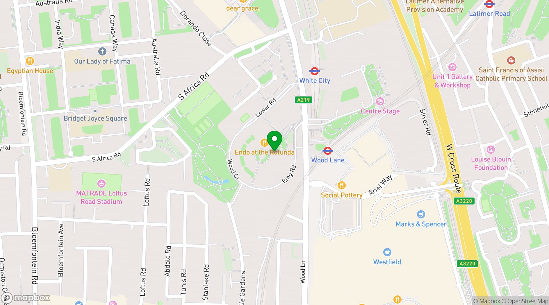 Map showing BBC Studioworks