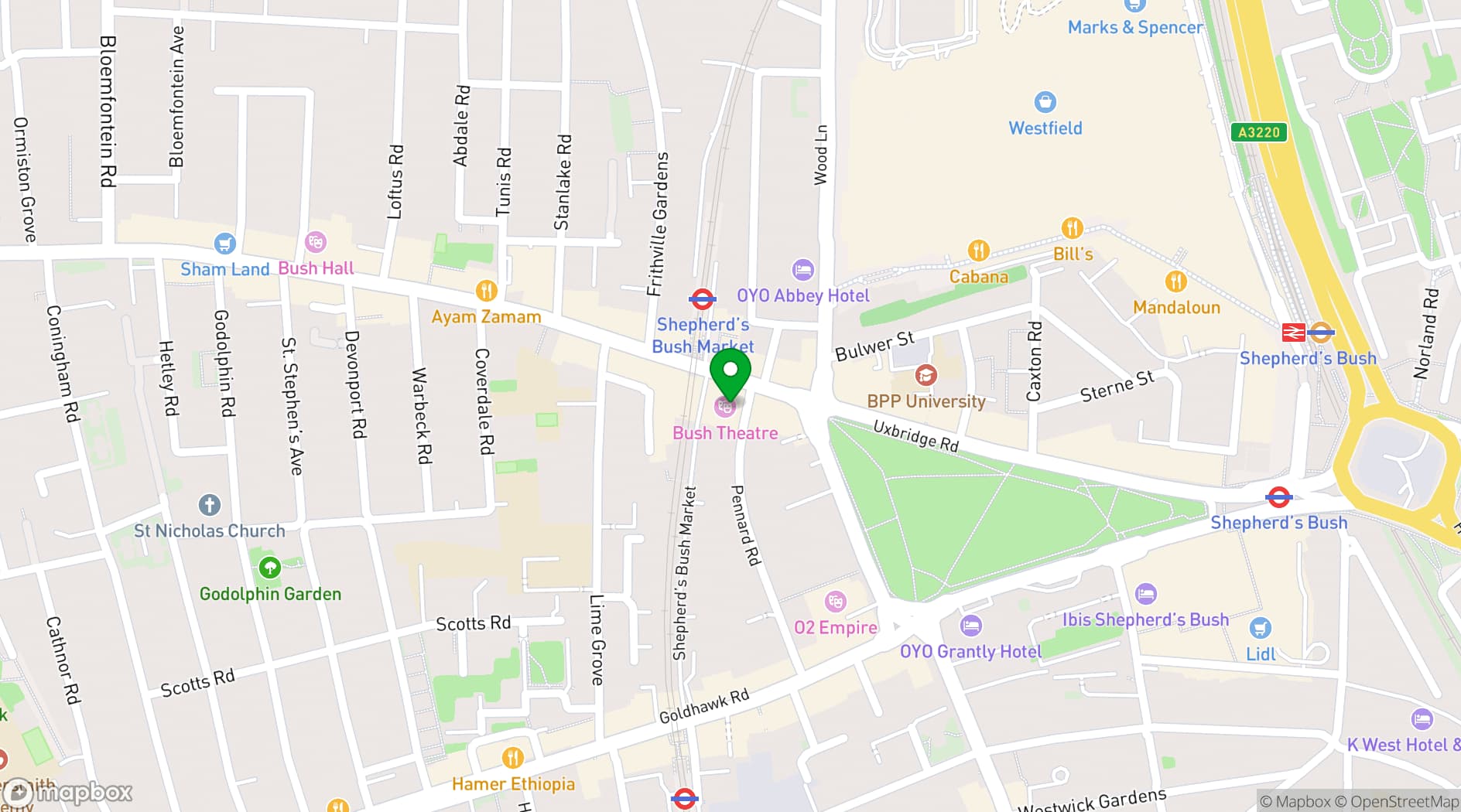 Map showing Bush Theatre