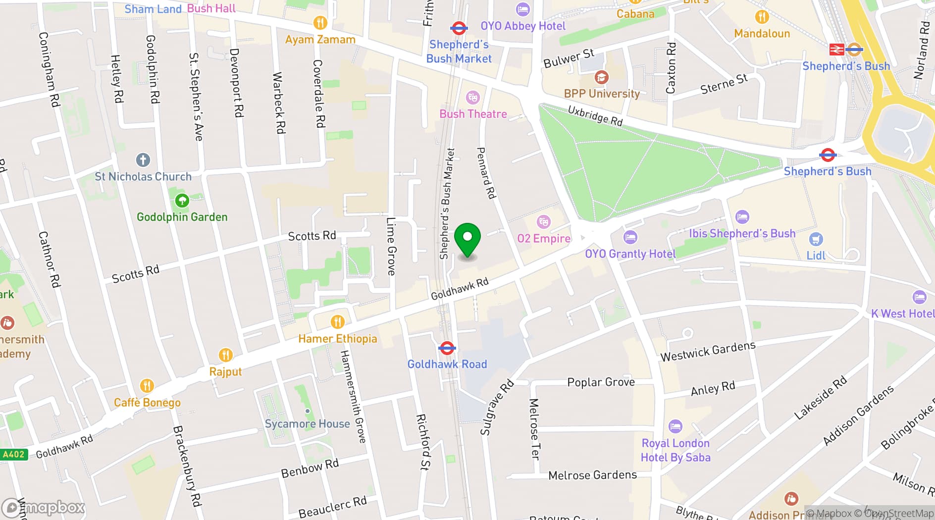 Map showing Kindred Studios