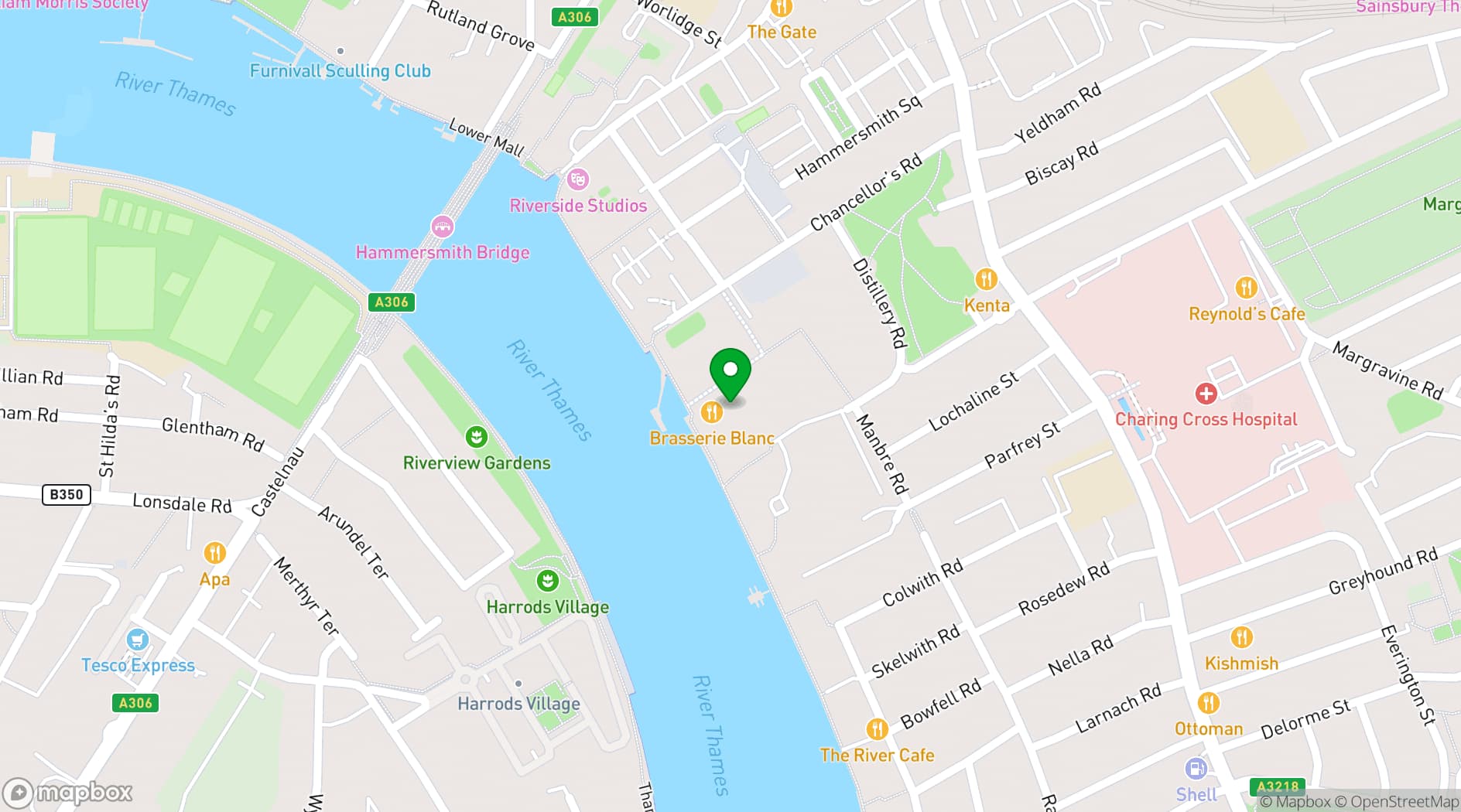 Map showing The Reach Riverside