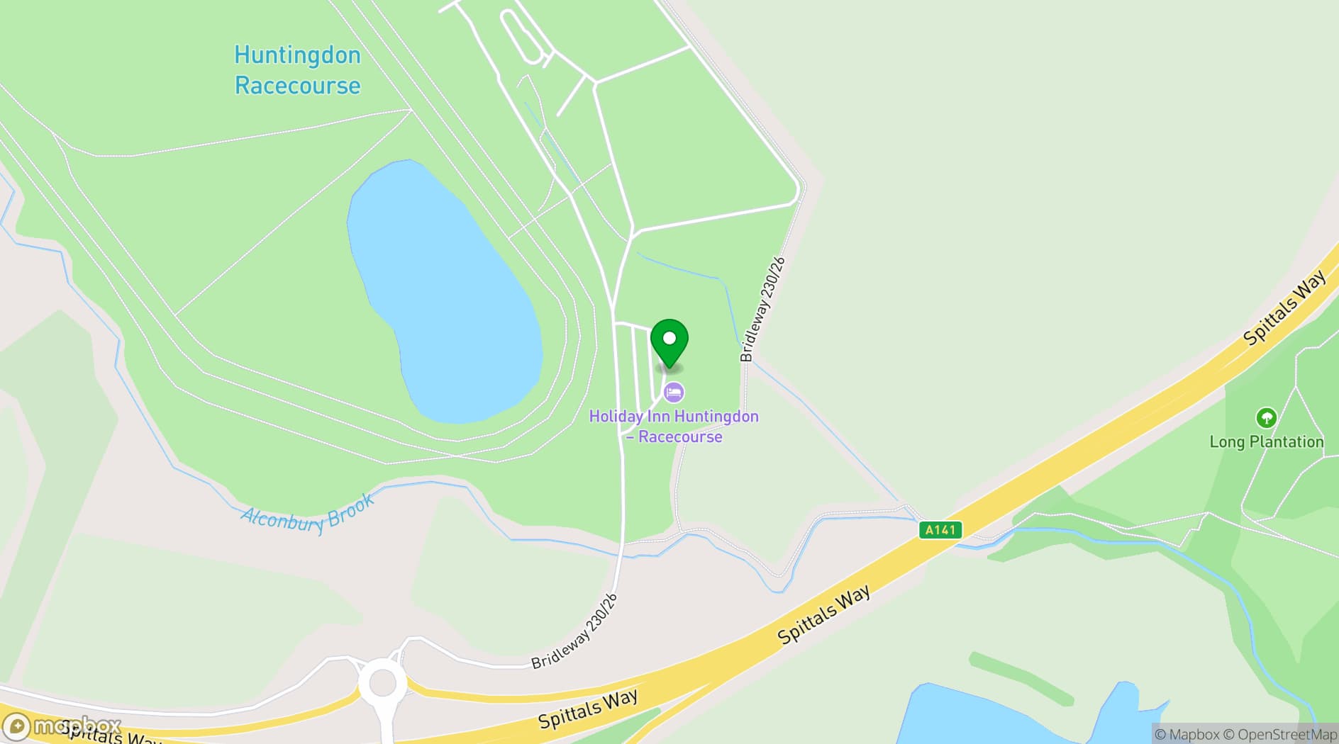 Map showing Huntingdon Racecourse 