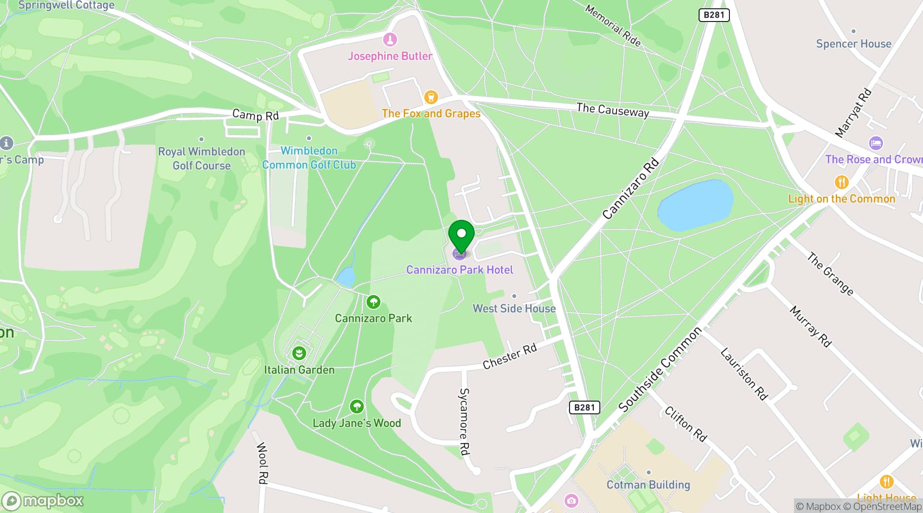 Map showing Hotel du Vin Wimbledon