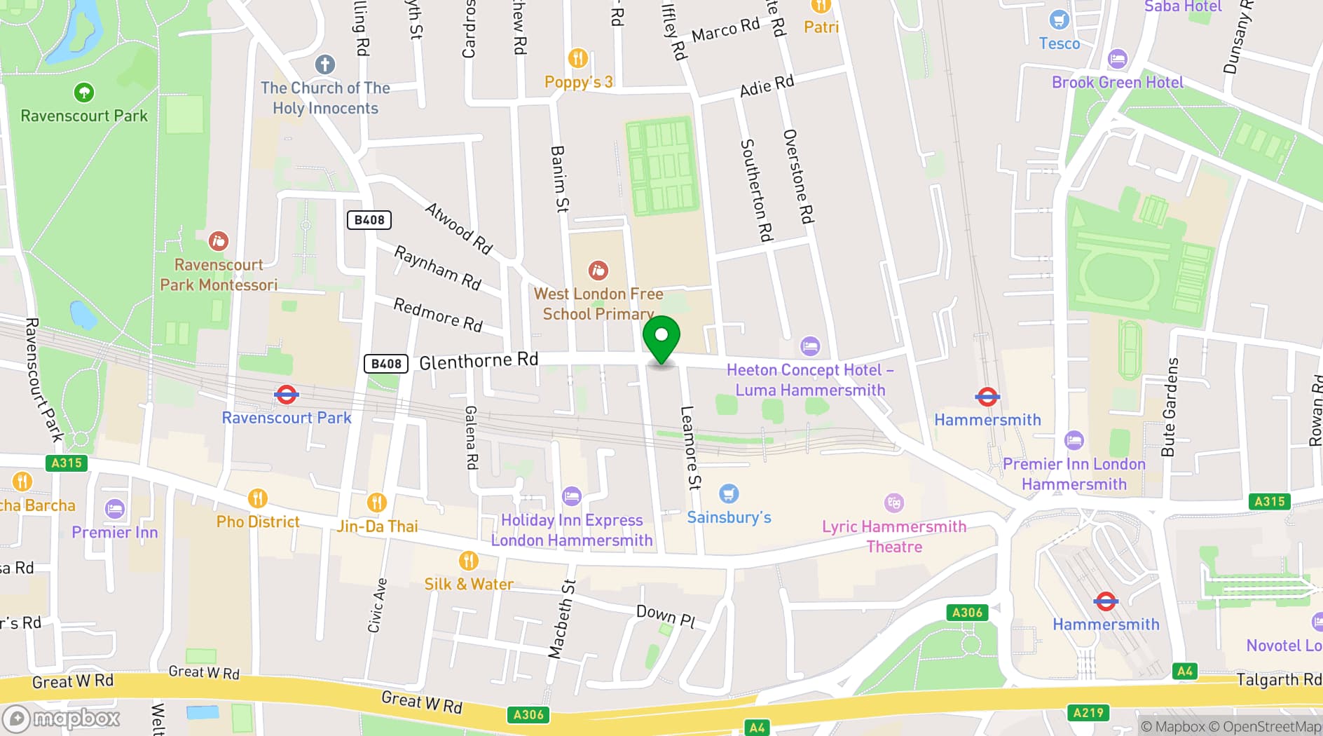 Map showing The Stonemasons Arms