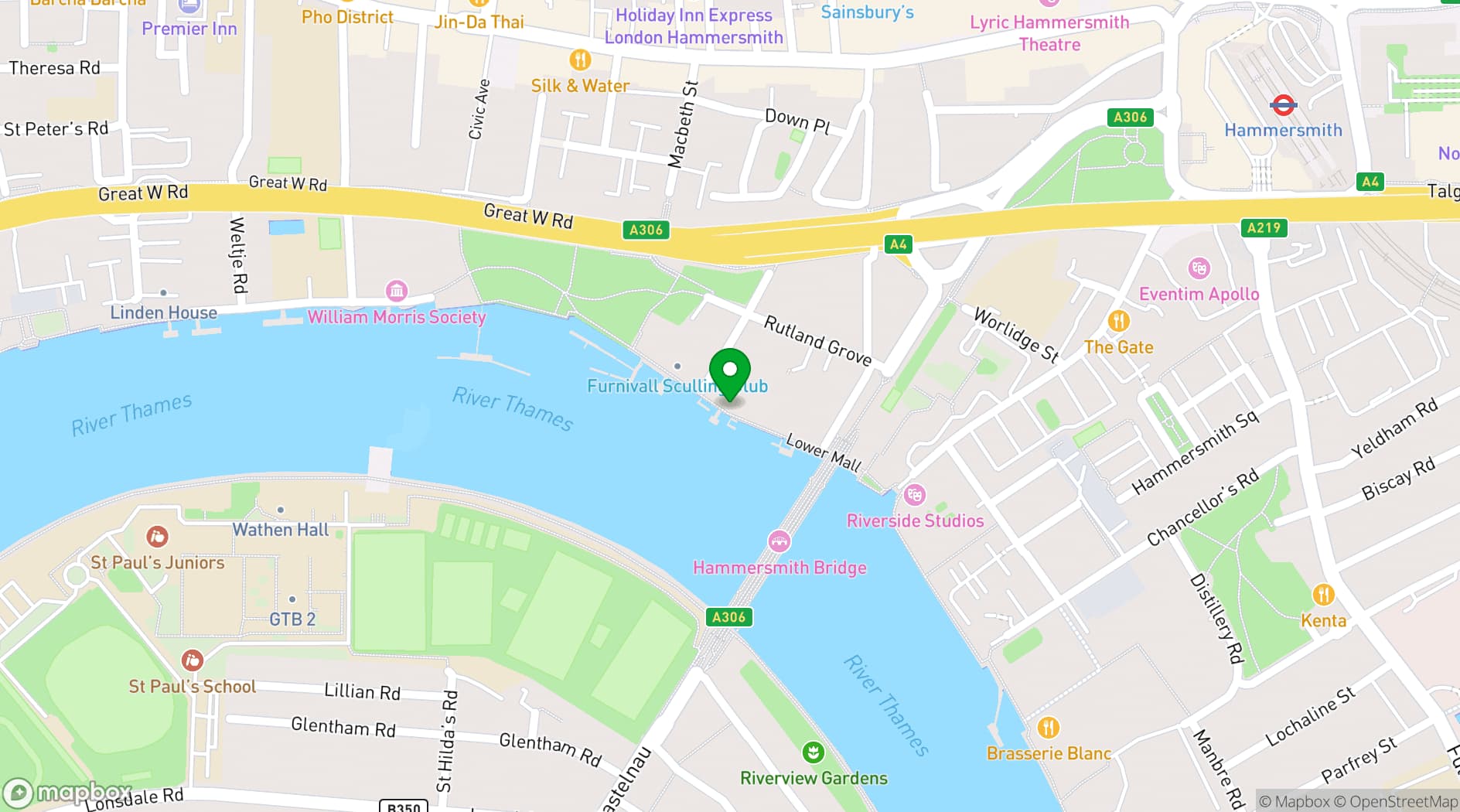 Map showing The Blue Anchor