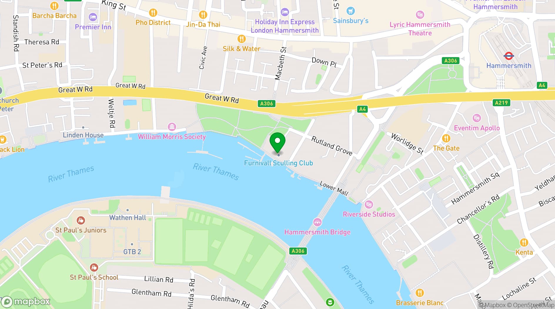Map showing Furnivall Sculling Club