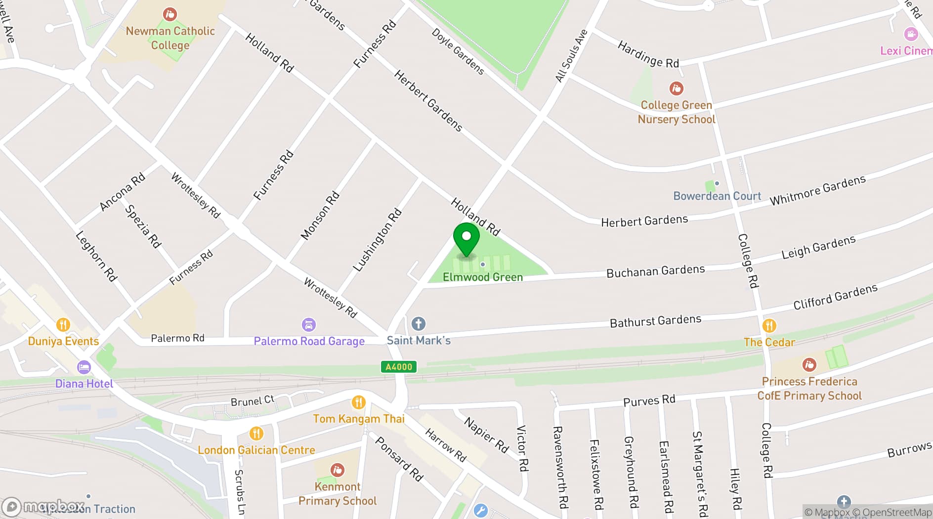 Map showing Elmwood Lawn Tennis Club