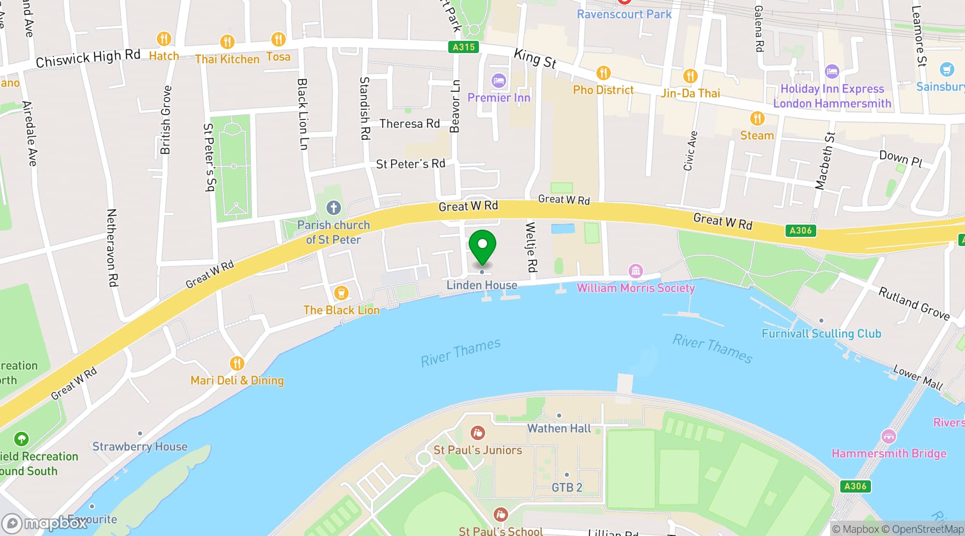Map showing Linden House