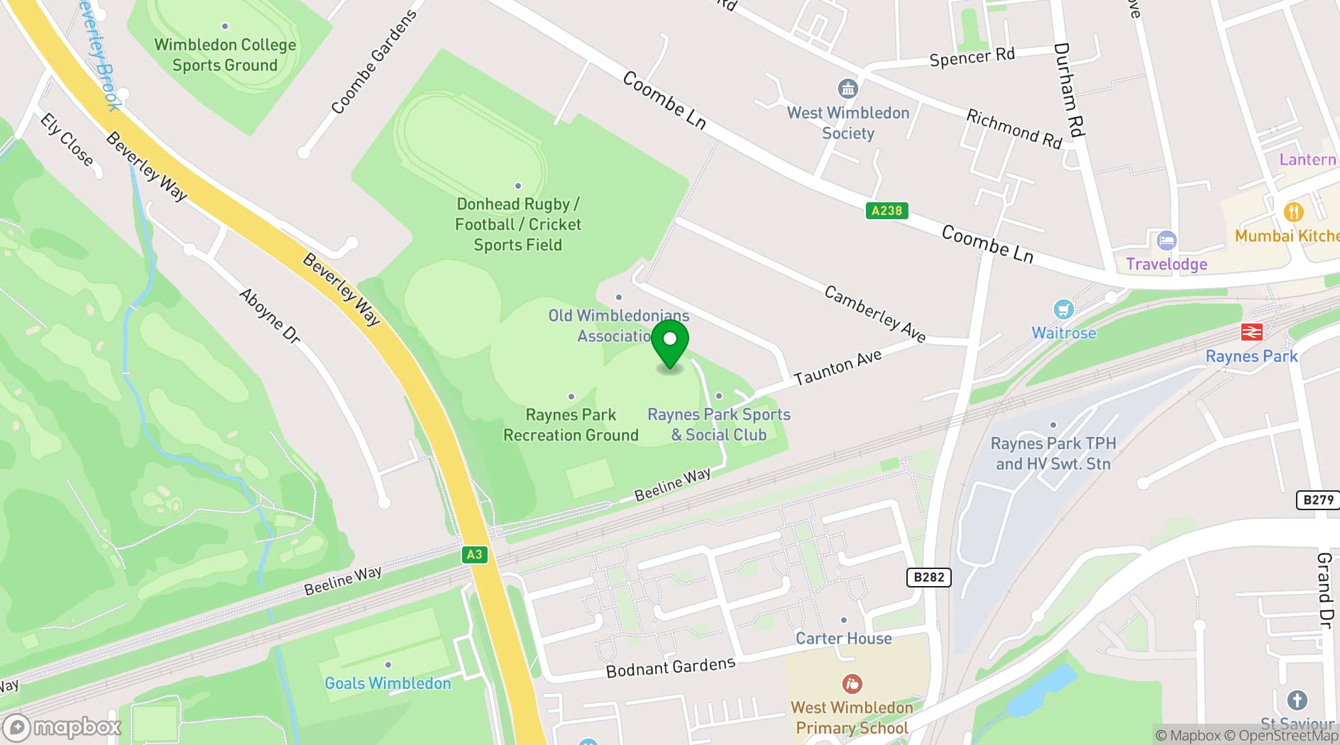 Map showing The Pavilion SW20