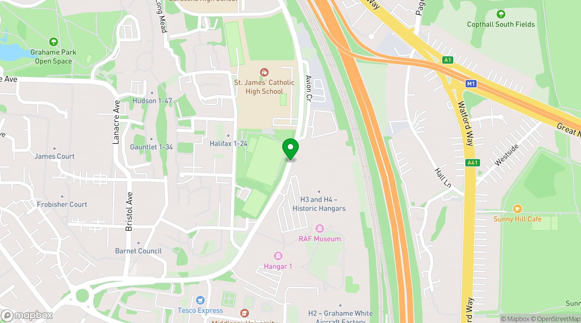 Map showing RAF Museum Midlands