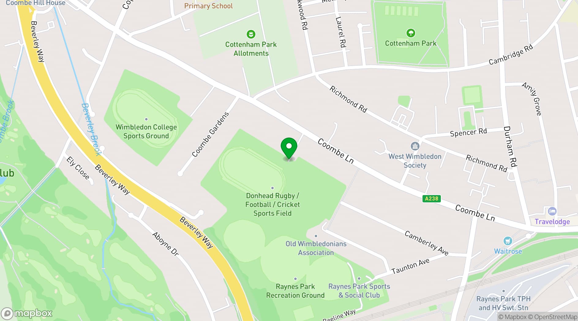 Map showing Old Wimbledonians
