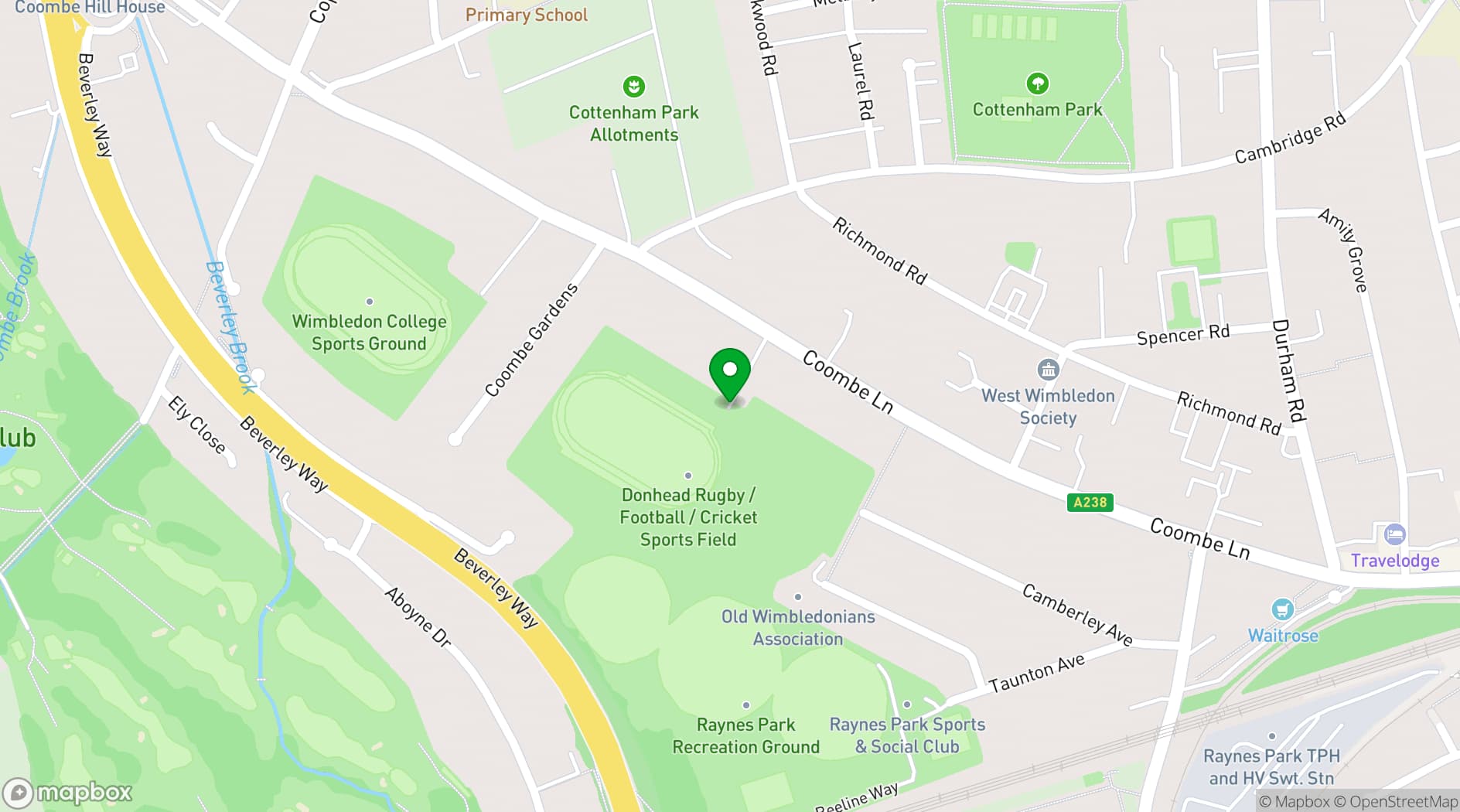 Map showing Old Wimbledonians