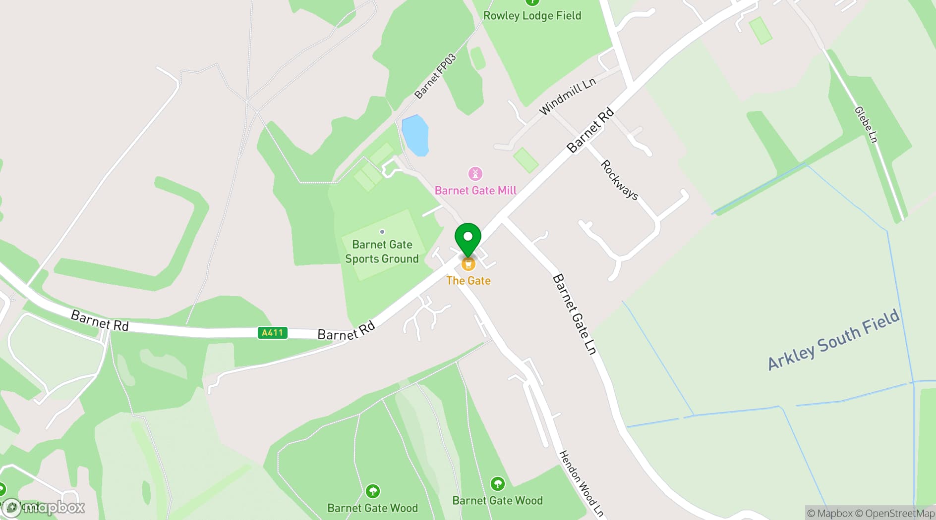 Map showing The Gate Arkley