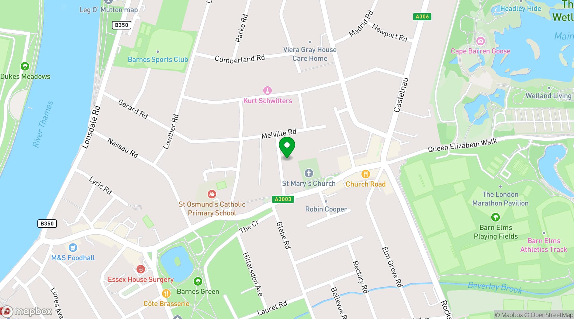 Map showing Kitson Hall
