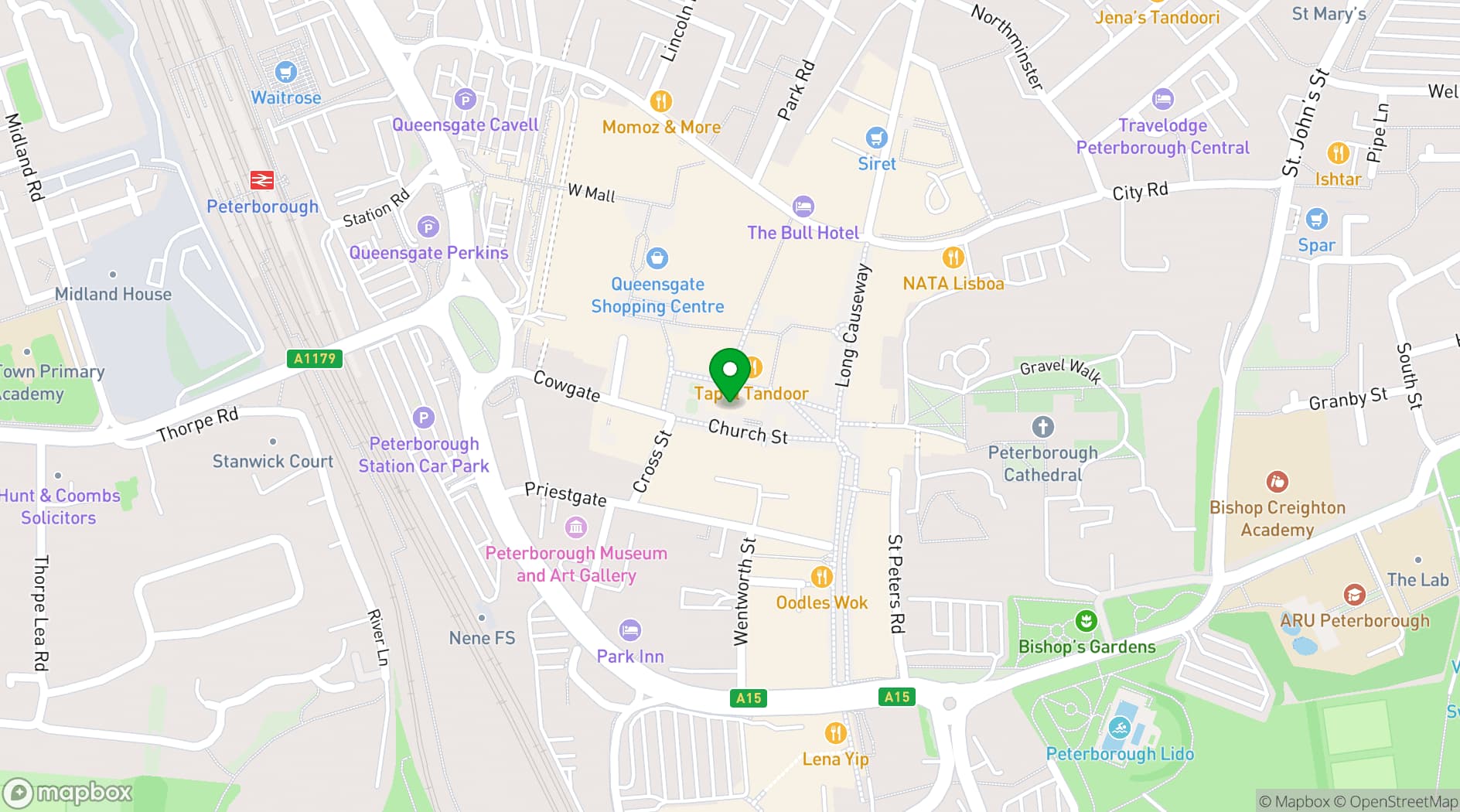 Map showing St John's Church