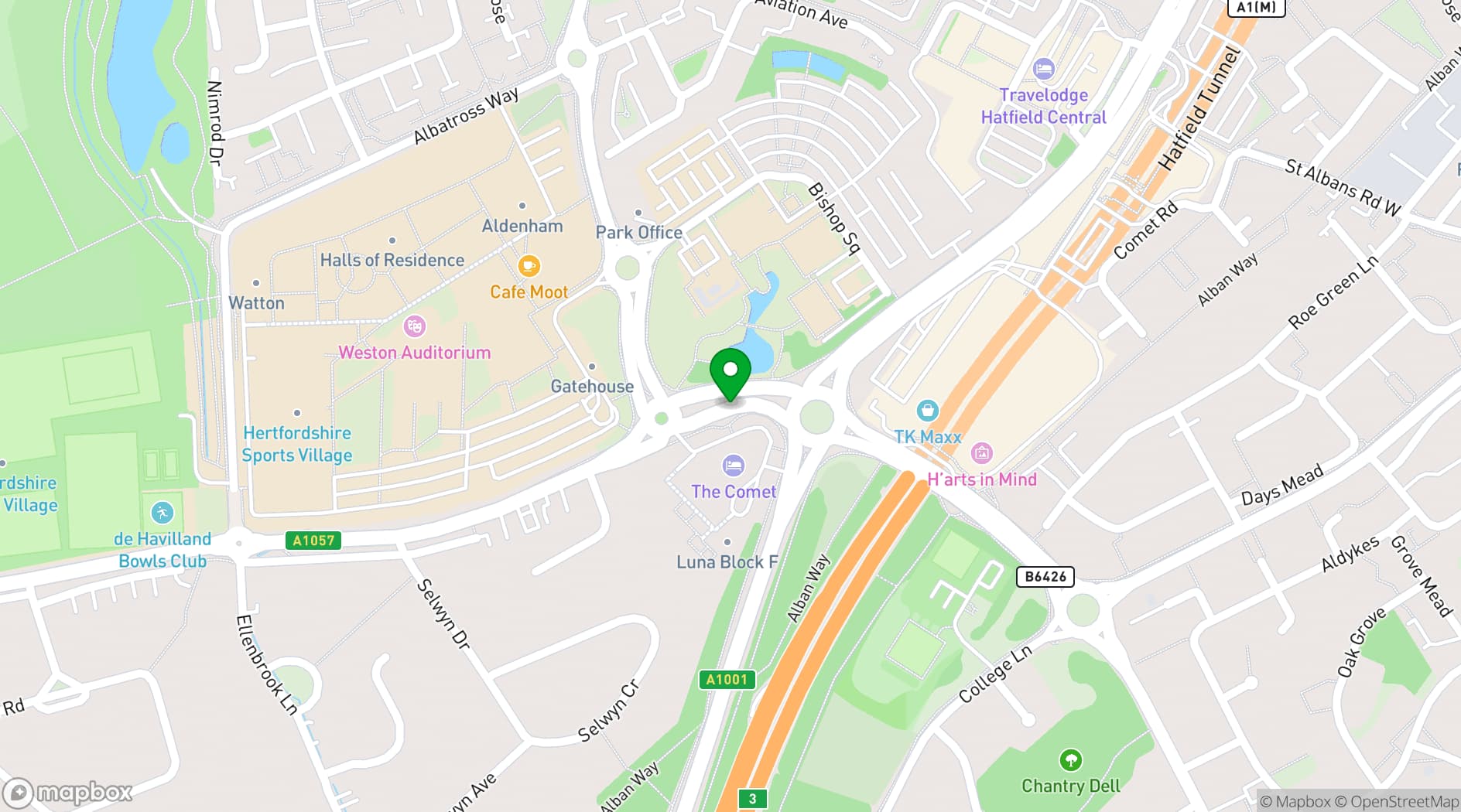 Map showing The Comet Hotel